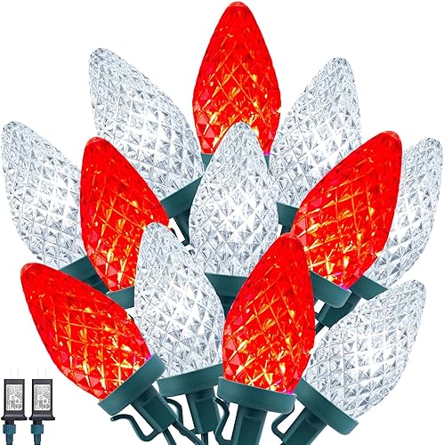 Miniatura 10 de Minetom C9 Luces de Cadena LED de Navidad - 82 pies 100 LED Luces de Cadena para Exteriores con Temporizador y 8 Modos de Iluminación, Luces de Azul