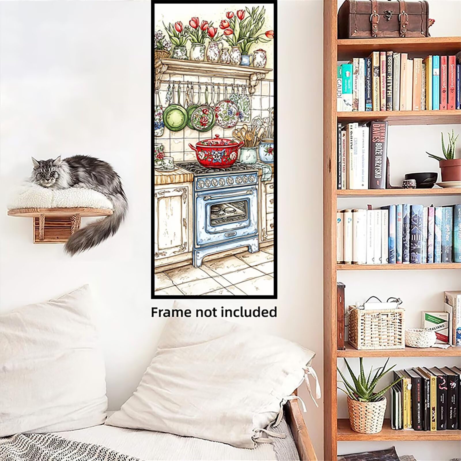Malen Nach Zahlen 50x150cm Leinwand Küche Malen Nach Zahlen Erwachsene mit Ohne Rahmen, DIY Kreativ Set für Erwachsene mit Pinseln und Acrylfarbe, Zimmer Deko Geschirr Landschaft Geschenk, P0M-704