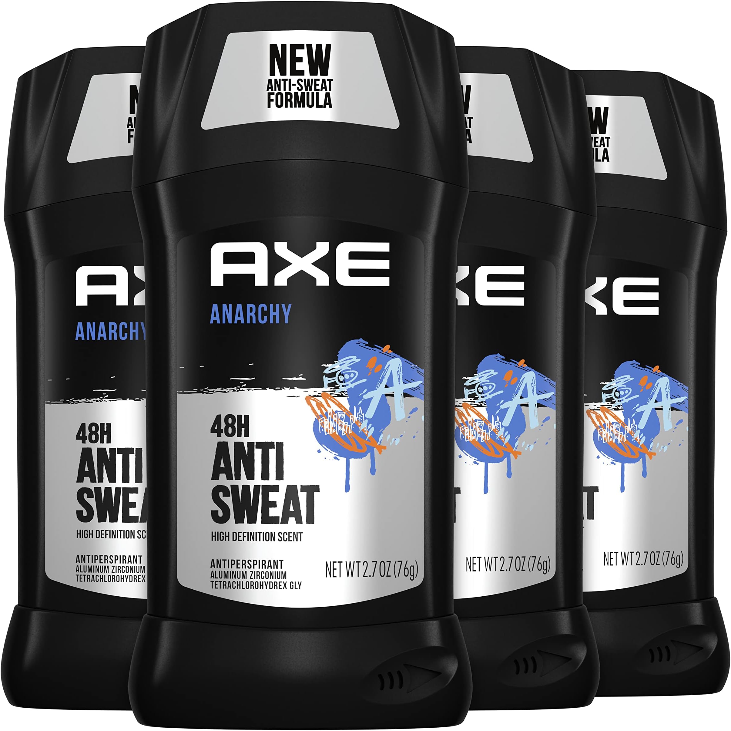 AXE Antiperspirant Stick For Men 48 Hour Sweat and Odor Protection For Long Lasting Freshness, Anarchy Dark Pomegranate And Sandalwood Men's Deodorant 2.7oz 4 Count