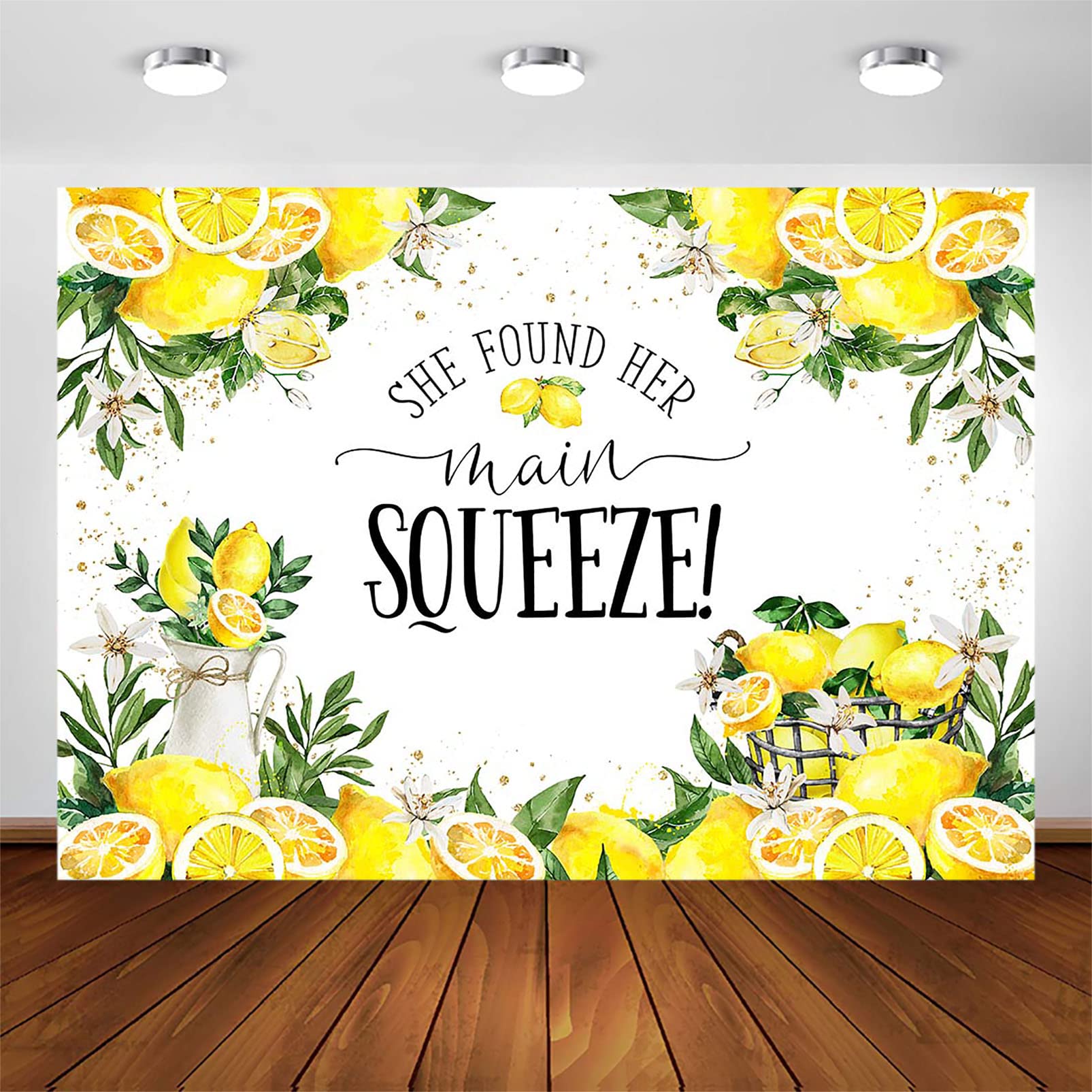 Avezano Lemon Bridal Shower Backdrop She Found Her Main Squeeze Bachelorette Party Decorations Bride to Be Engagement Party Background Cake Table Banner (7x5ft)