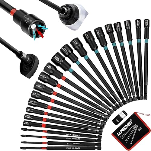 LLNDEI Juego de 23 destornilladores de tuercas magnéticas, juego de destornilladores de tuercas de tamaño completo de 6 pulgadas de largo, métrico