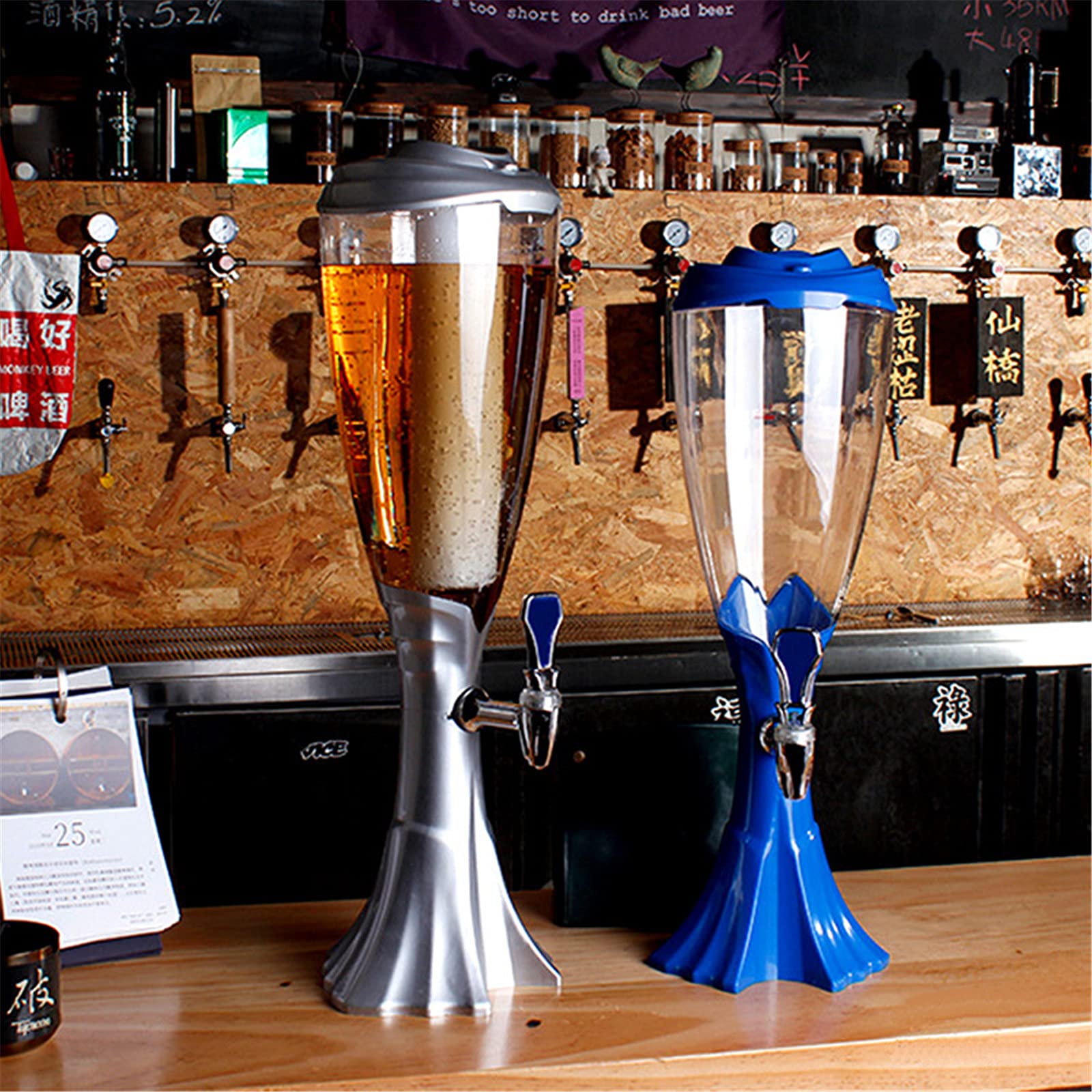 Wieża Piwa, Dozownik napojów Beer Tower Dozownik do napojów i napojów z latarnią Idealny na imprezy i gry, akcesoria do domowego baru,3,3.0L