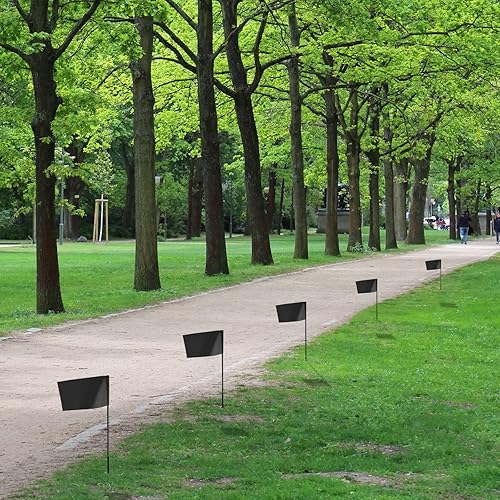 Miniatura 4 de AIEX 42 banderas de marcado de 2 x 3 pulgadas, banderas de riego para aspersores de césped con poste de acero de 13.8 pulgadas, bandera de estacas