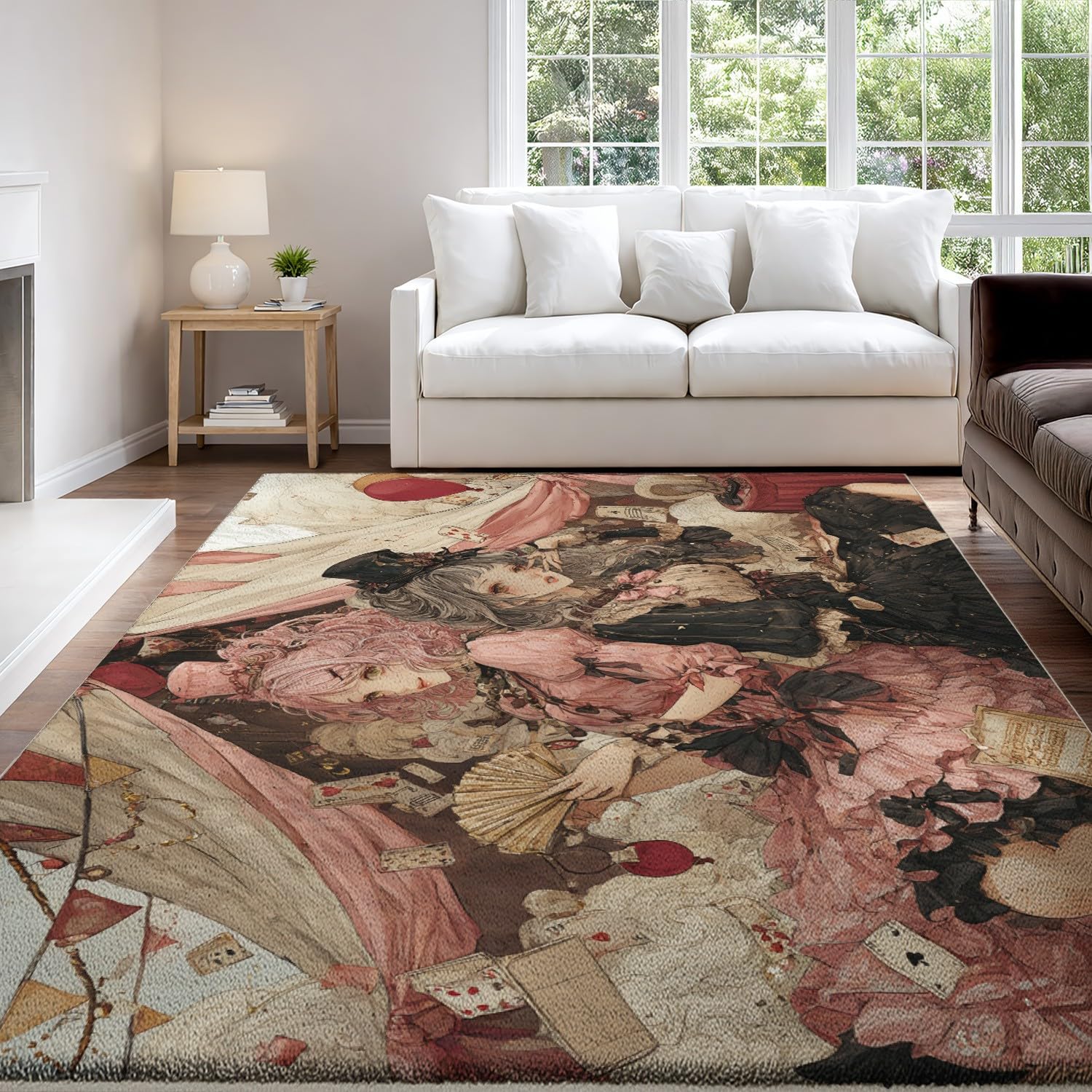 Generico Tappeto Anime Ragazza Carte Da Gioco Circo per soggiorno 50 x 80 cm Tappeto a pelo corto per sala da pranzo, Tappeti lavabili in lavatrice, Antiscivolo per cucina Rosso Rubino