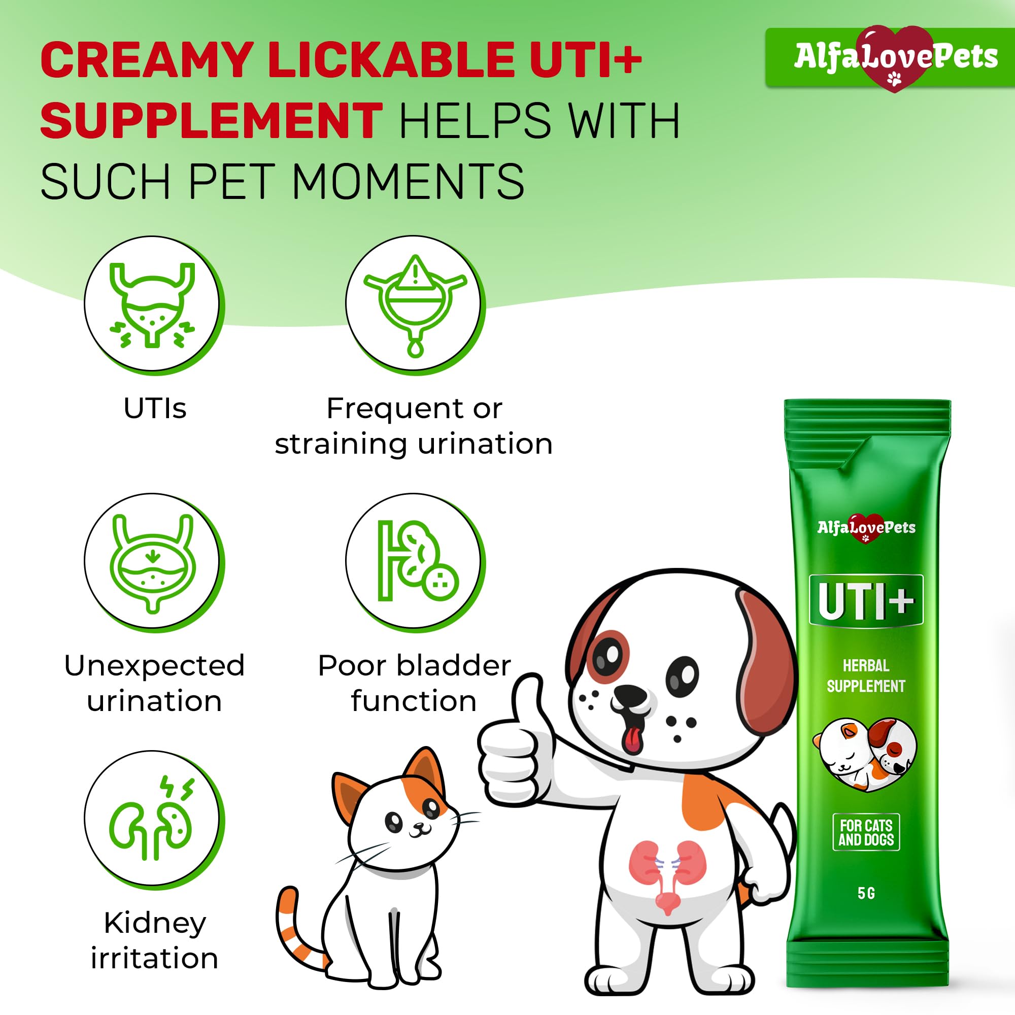 Cat UTI Treatment for Frequent Urination, Bladder & Kidney Irritation – Squeezable Dog UTI Treatment for Natural Care – Creamy UTI+ Cranberry Supplement for Dogs with Chicken Flavor – 10 Sticks x 5 g — Amazon image 2