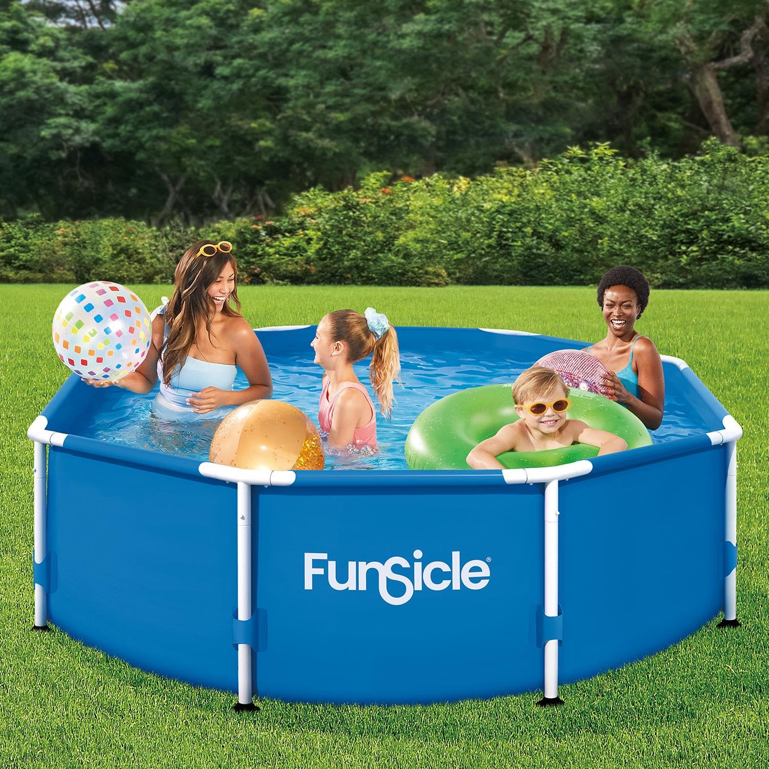 Funsicle 2,44 m x 76,2 cm oberirdischer Aktivitätspool, runder Außenpool, Familienpool, Blau