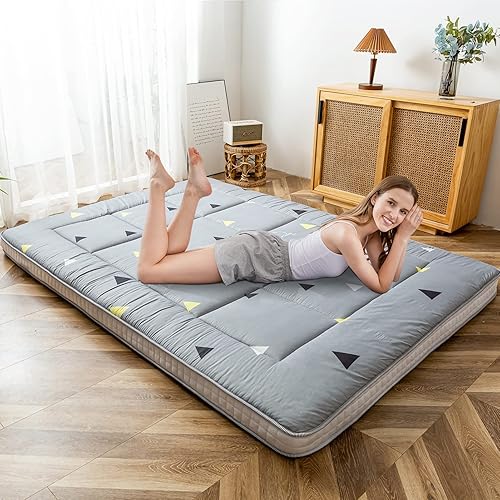 Miniatura 217 de MAXYOYO Colchón tipo futón con estampado floral, acolchado japonés, extra grueso, plegable, transpirable, tumbona para el suelo, cama de invitados