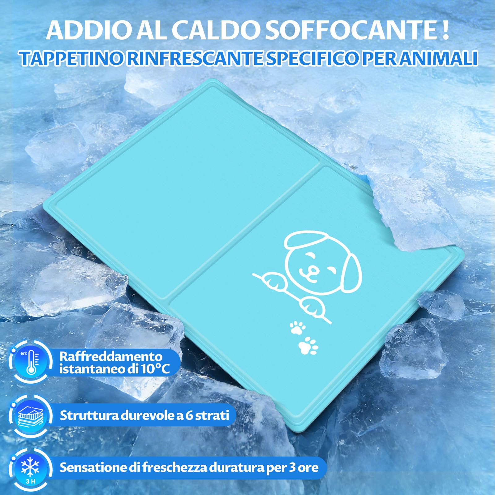 JONRRYIN Tappetino Refrigerante per Gatti e Cani, 50×65cm Tappetino Rinfrescante in Gel Fresco, Materassino Raffreddamento per Animali in Estate per Interni, Esterni e Auto, Cucce, Divani (S)
