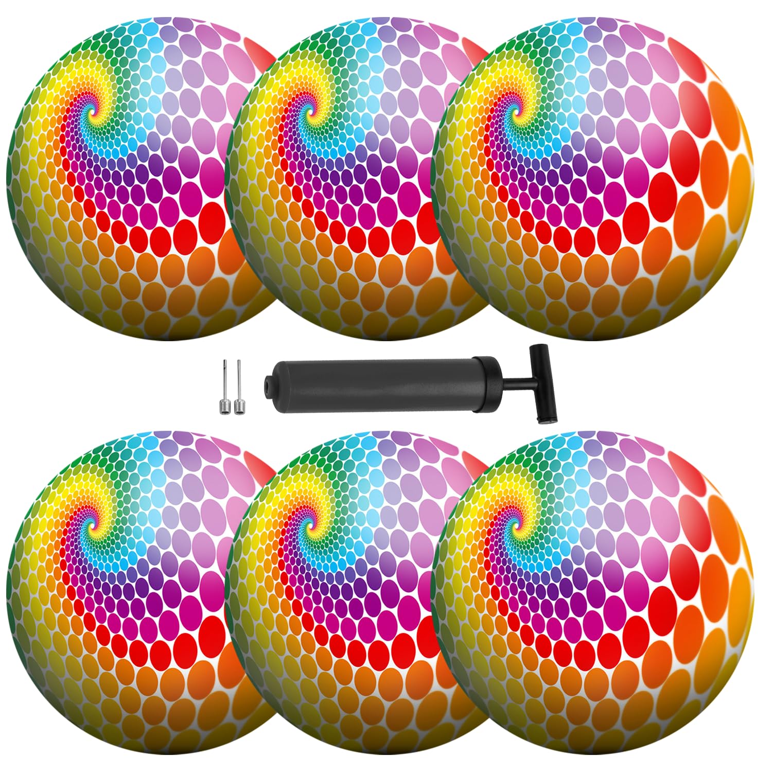 New Bounce Bouncy Balls for Kids - Playground Balls - Set of 6 Balls with Pump - 8.5" Ball for Children, Toddlers and Pets