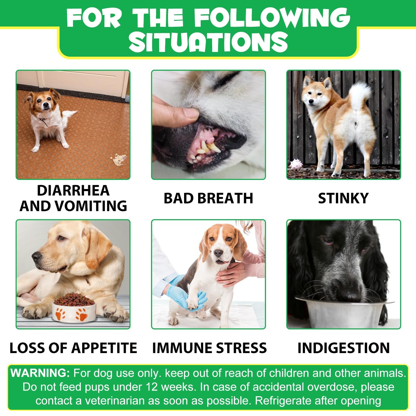 Probióticos para perros, probióticos para perros, enzimas digestivas, salud intestinal, picor cutáneo, alergias, diarrea, equilibrio de levaduras, sistema inmunológico y soportes para la salud, 120
