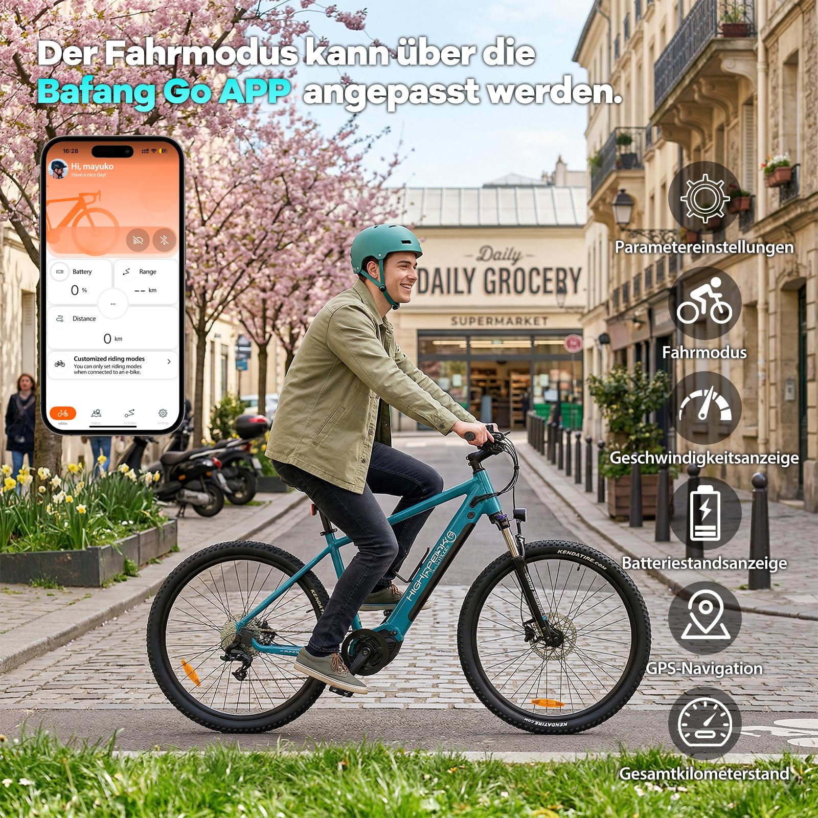 Vélo électrique VTT • Moteur Bafang puissant • Dérailleur • Freins à disque • VTT électrique • Pedelec avec batterie Samsung • Vélo électrique pour homme et femme