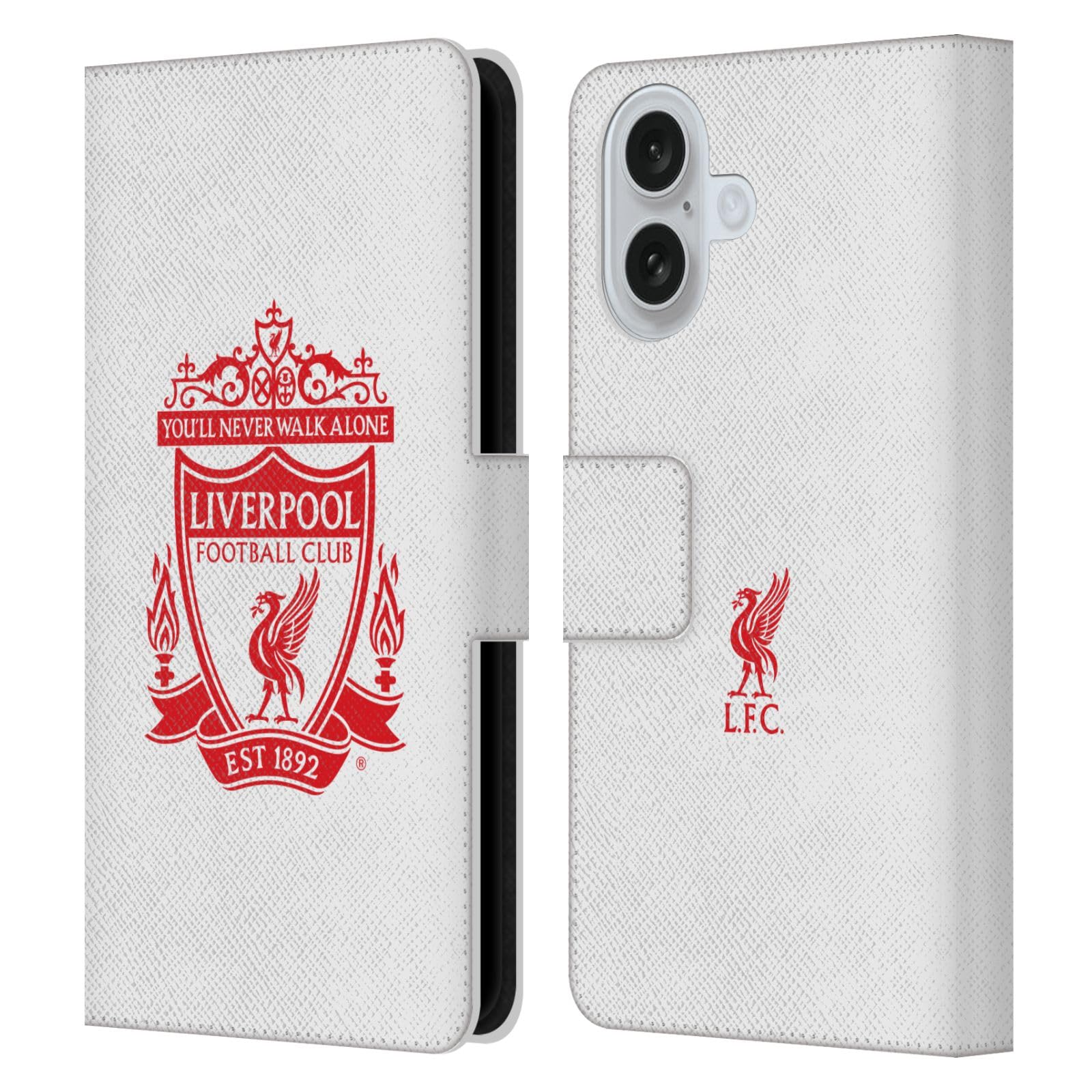 Head Case Designs Officially Licensed Liverpool Football Club White 2 Crest 1 Leather Wallet Case Compatible With Apple iPhone 16 โ image 1
