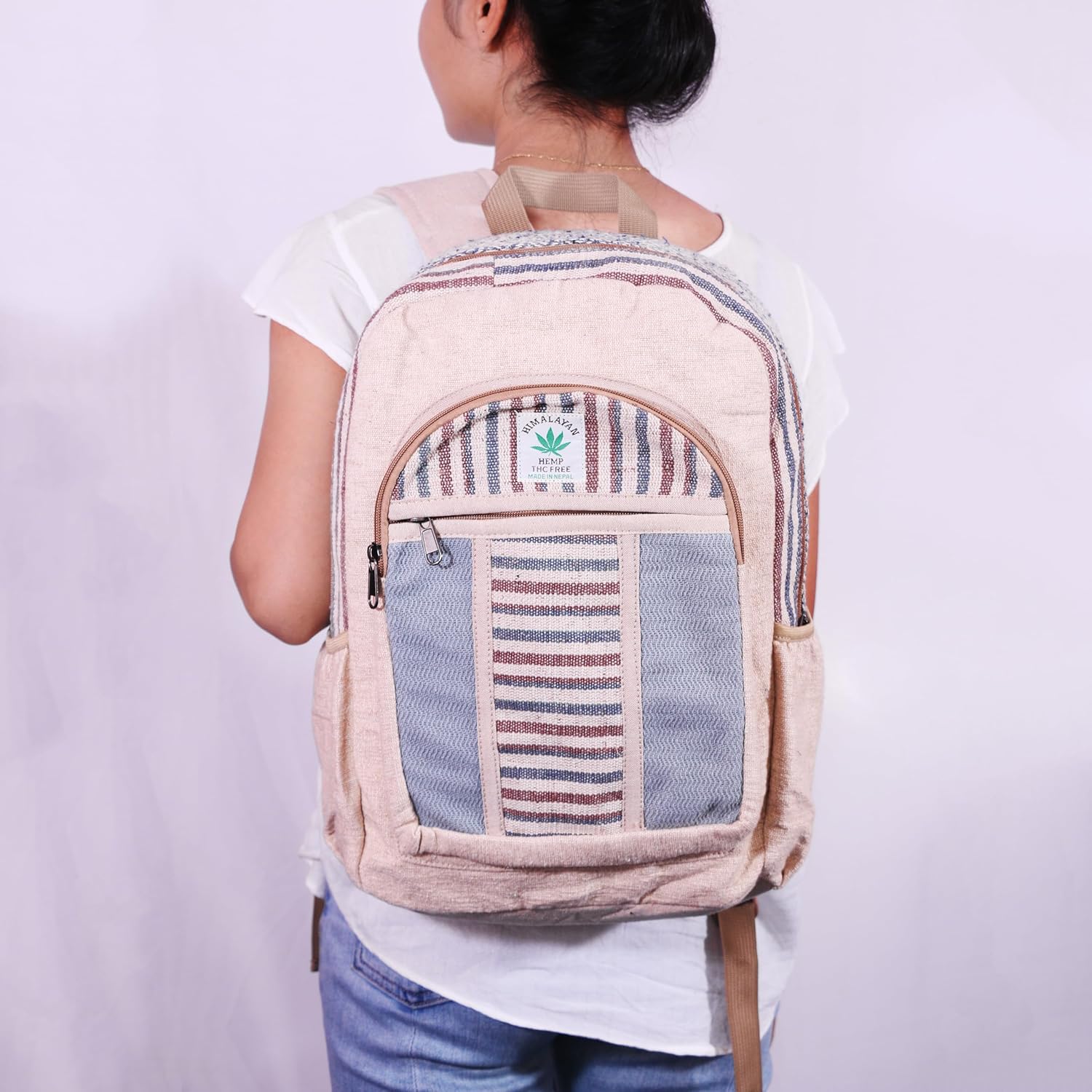 Anitya Hemp Backpack, Multi-Functional Pockets, Eco-Friendly, Unisex, Hiking Daypack, Durable Rucksack (AHLB07)