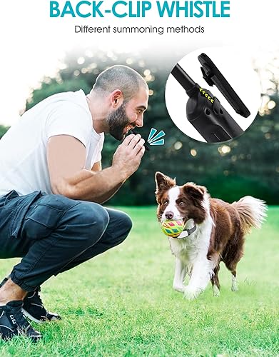 Miniatura 5 de Collar de choque para perro con silbato de clip trasero (5-130 libras)  Collar de entrenamiento impermeable de 500 pies para perros grandes,