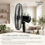 briebe Ventilateur sur Pied Silencieux, Télécommande, Minuterie jusqu'à 7,5 Heures, Oscillation 80º, 3 Modes de Fonctionnement, 3 Vitesses, Hauteur Réglable 100-125cm, Ø 40cm, Noir - 8
