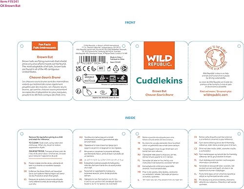 Miniatura 5 de Wild Republic Peluche de murciélago marrón, juguete de peluche, regalos para niños, Cuddlekins de 12 pulgadas, multicolor