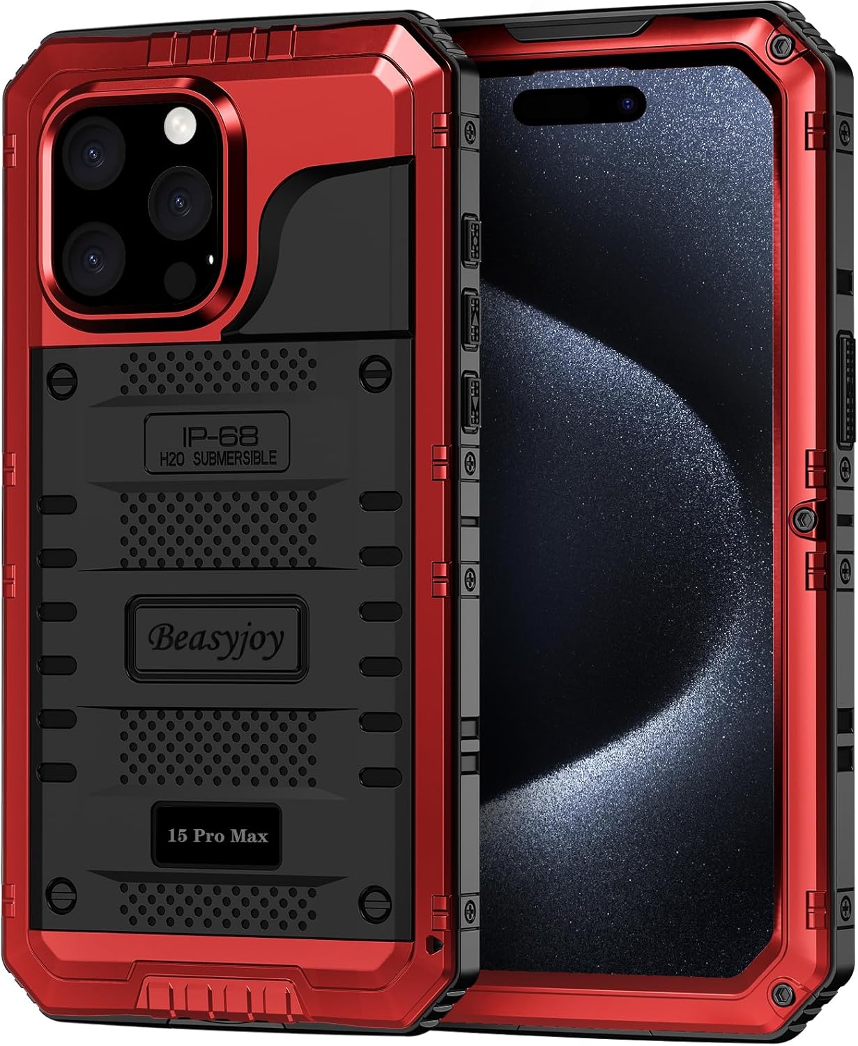 Beasyjoy per iPhone 15 Pro Max impermeabile, custodia in metallo con protezione per lo schermo integrata, protezione completa per tutto il corpo resistente_voghion.com