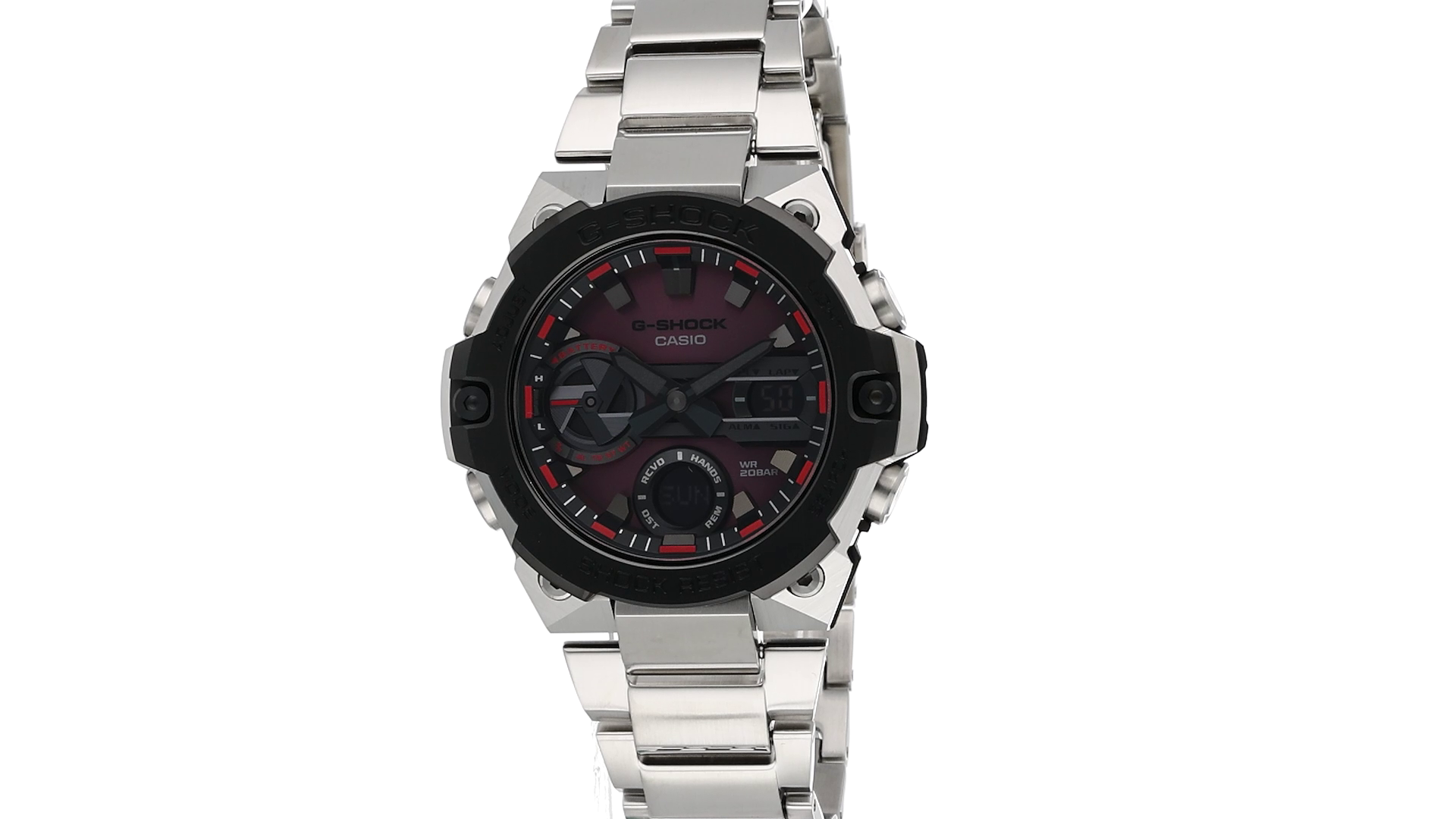 Casio G-Shock G-Steel Analog Digital,Solar Power,Mobile link,Red 