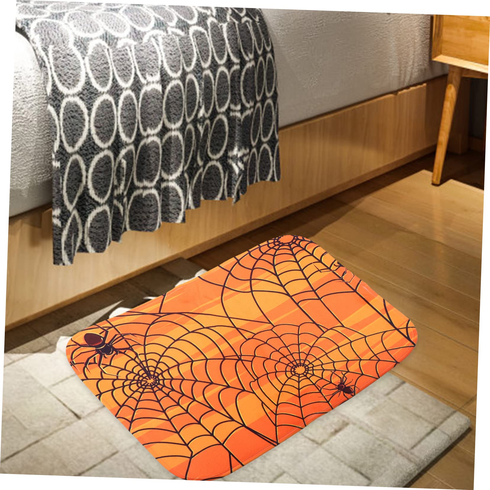 HANABASS 4pezzi Tappetino Antiscivolo Per Halloween Con Design Ragnatela Decorativo Per Entrate e Cucine Per Festeggiamenti e Decorazioni Festive