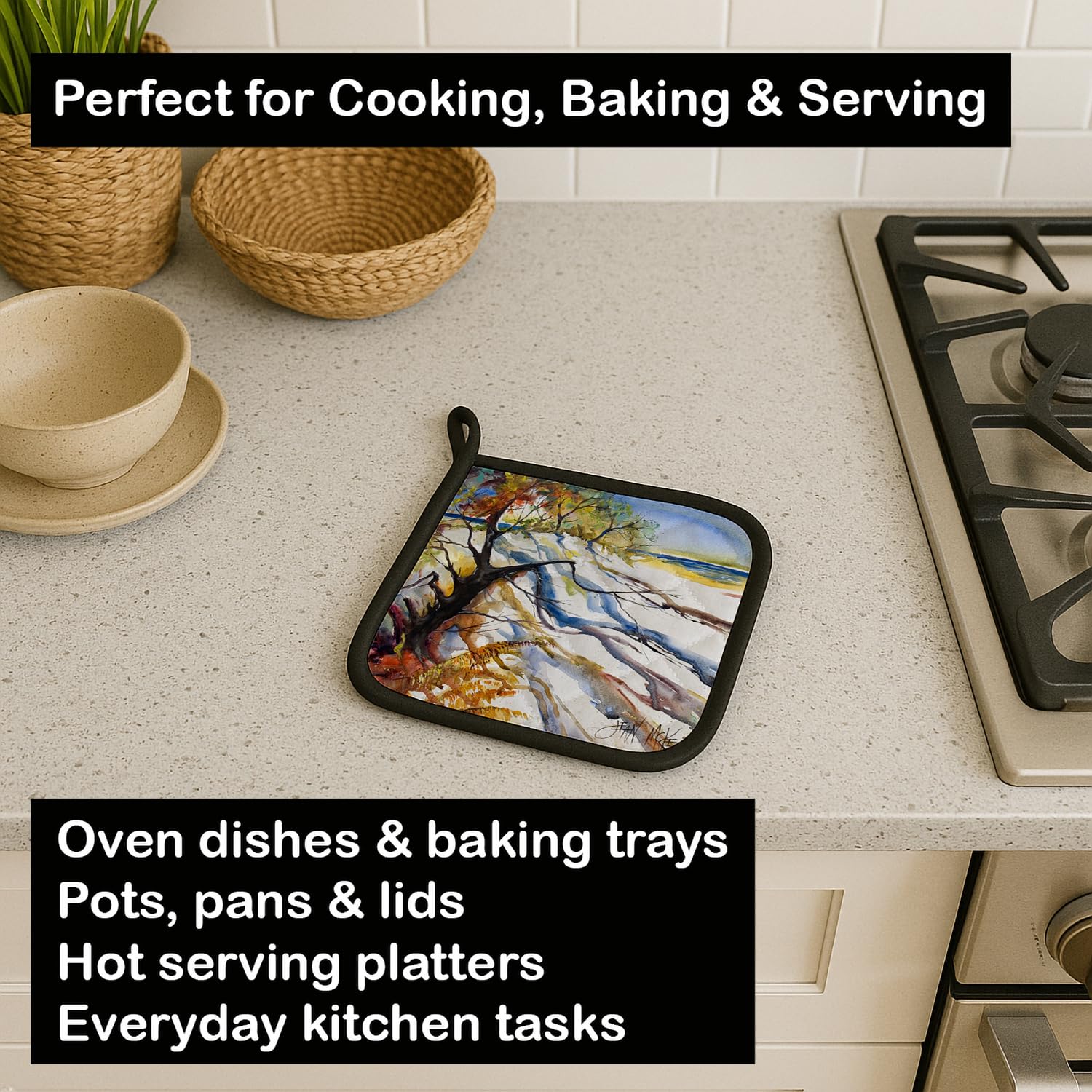 Caroline's Treasures JMK1272PTHD Sanddüne, hitzebeständige Topflappen-Sets für die Küche, zum Kochen, Backen, Grillen, 19 x 19 cm, 2 Stück