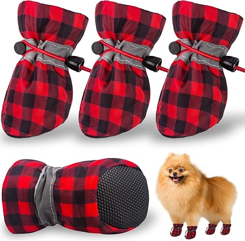 Zapatos para perros pequeños, botines antideslizantes para cachorros, protectores de patas para invierno y días de nieve, botines para caminar al