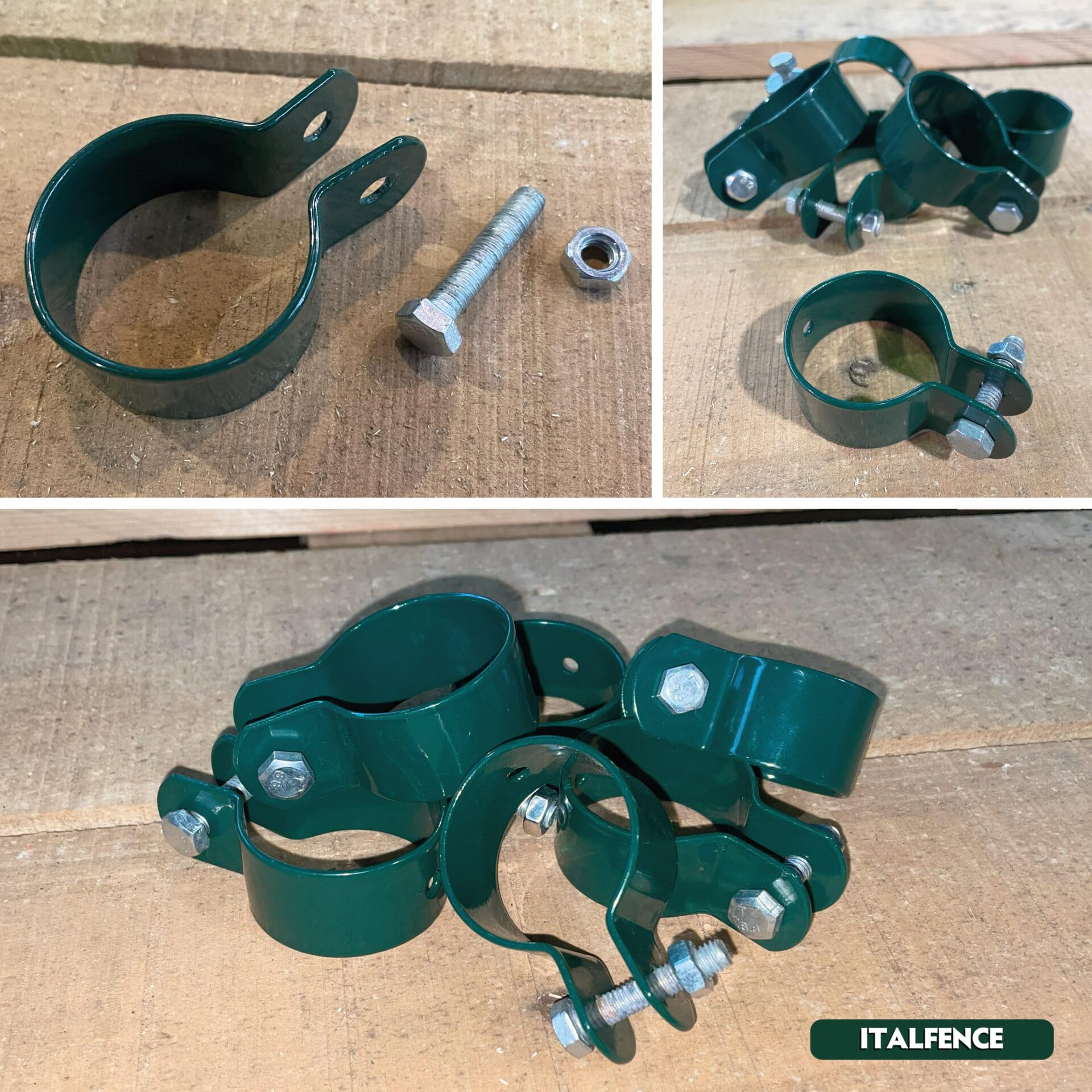 Collare per saetta tonda tubolare Ø48mm plastificato verde [10 pezzi]