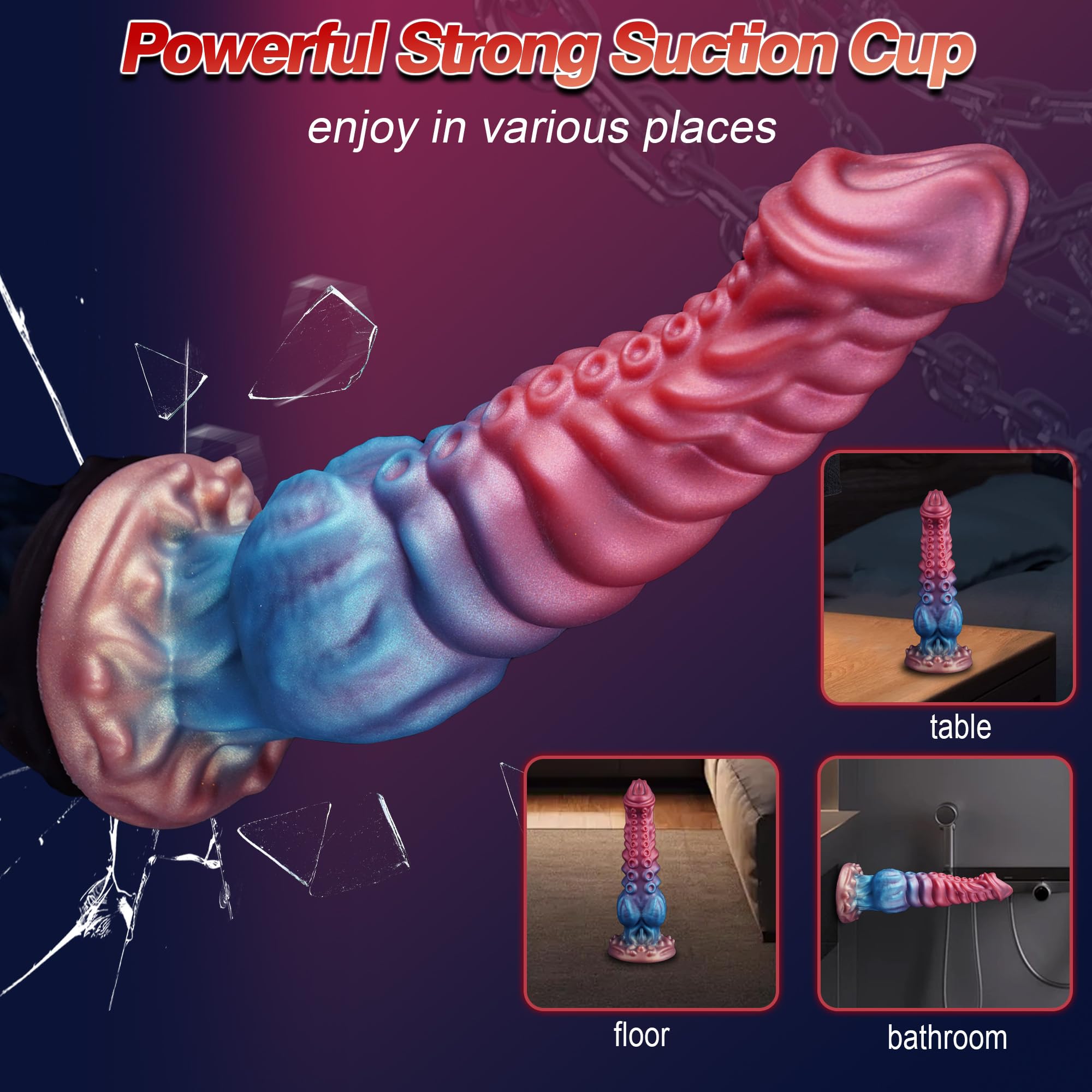 9.7in Huge Fantasy Monster Tentacle Dildo, Large Dragon Horse Thick Anal Knot Giant Big Dog Alien Silicone Knotted Dildo with Suction Cup, Adult Prostate Sex Toys for G Spot Gay Men Women