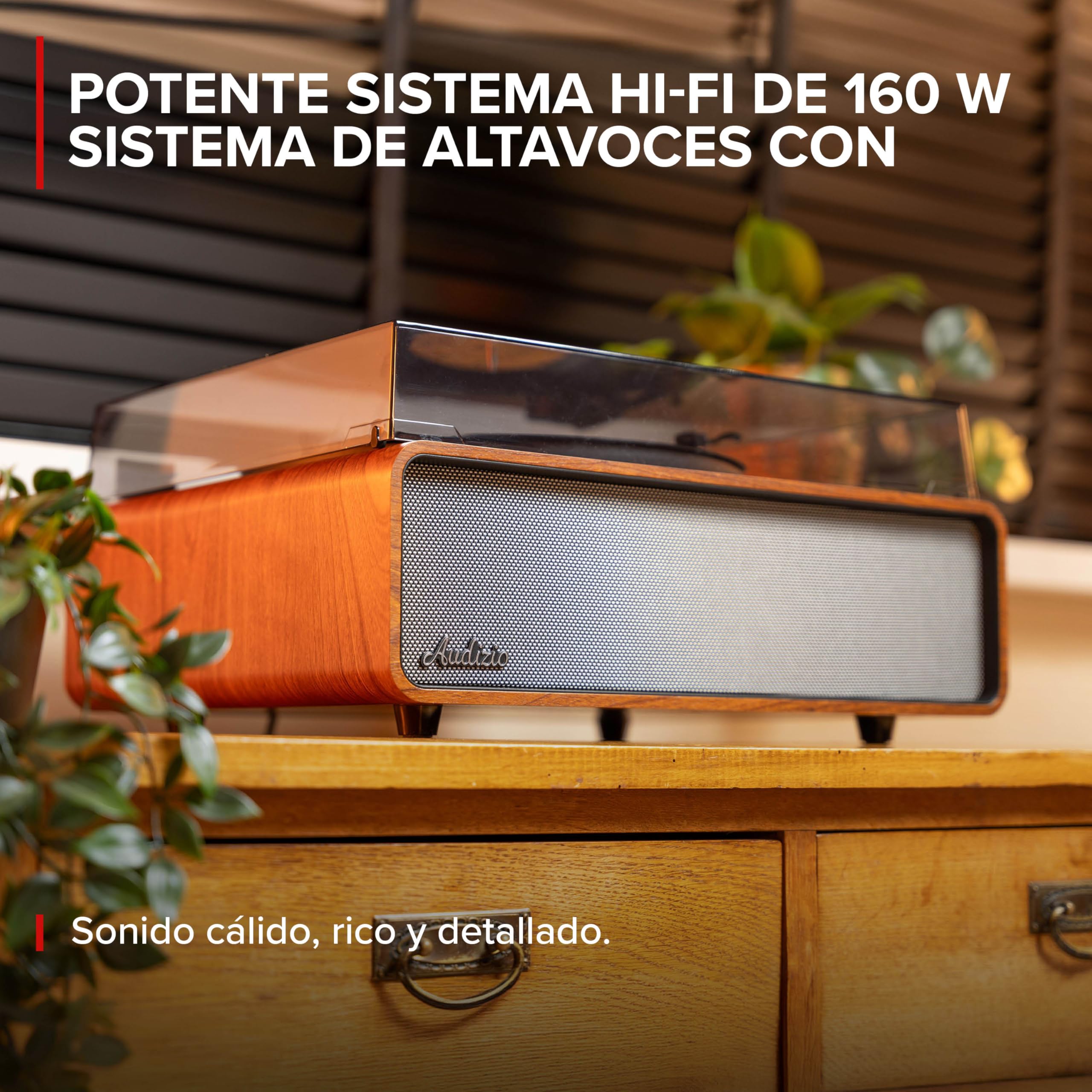 Audizio Laredo - Tocadiscos con BT portátil + Maleta RC37 marrón Oscuro | Bluetooth incorporado, diseño portátil y cápsula Audio Technica, sonido estéreo, para tu salón de estilo retro clásico