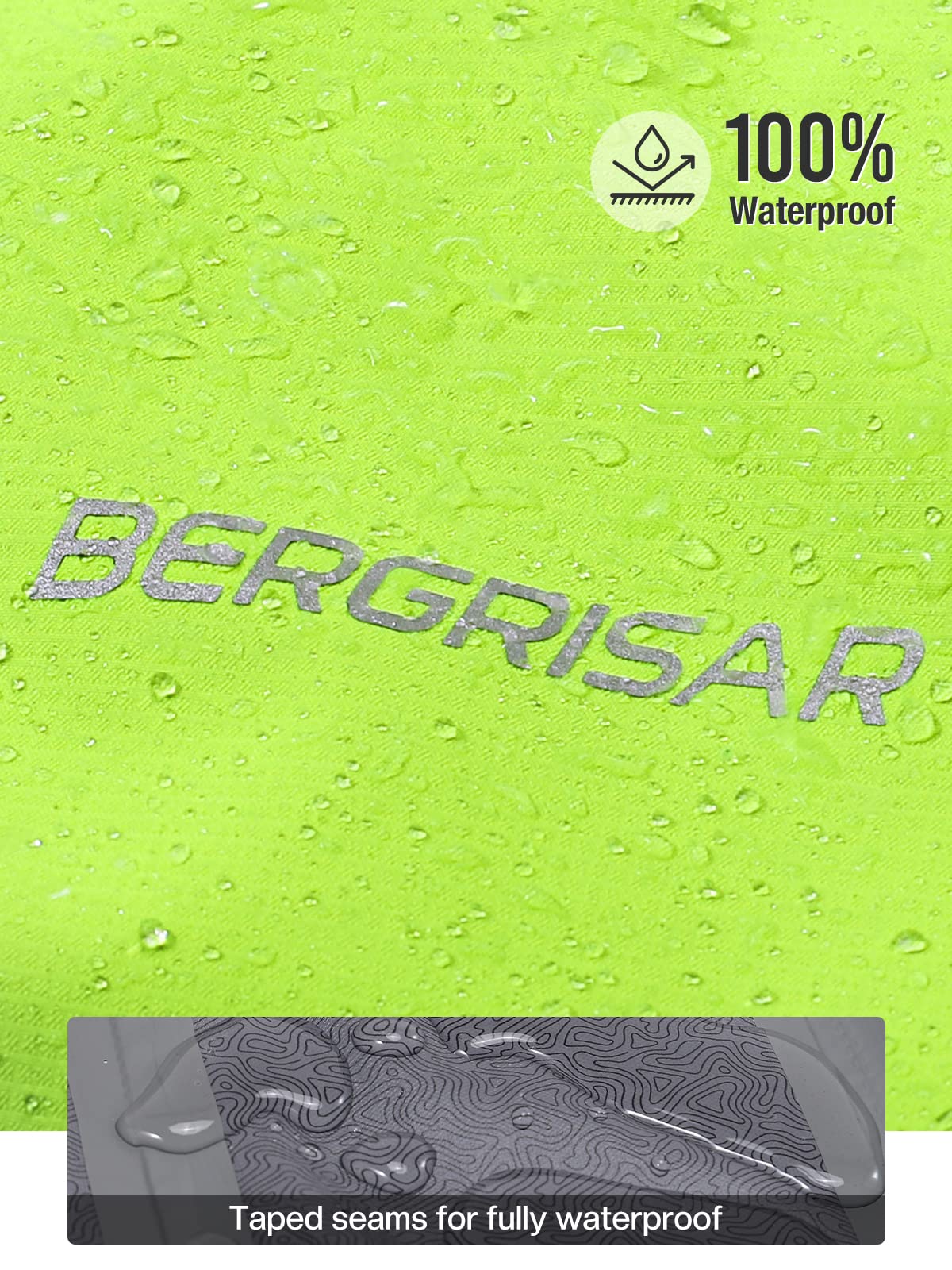 BERGRISAR Giacca Ciclismo e Running Antivento Impermeabile Leggera Uomo con Cappuccio, Antipioggia per Bici Mtb