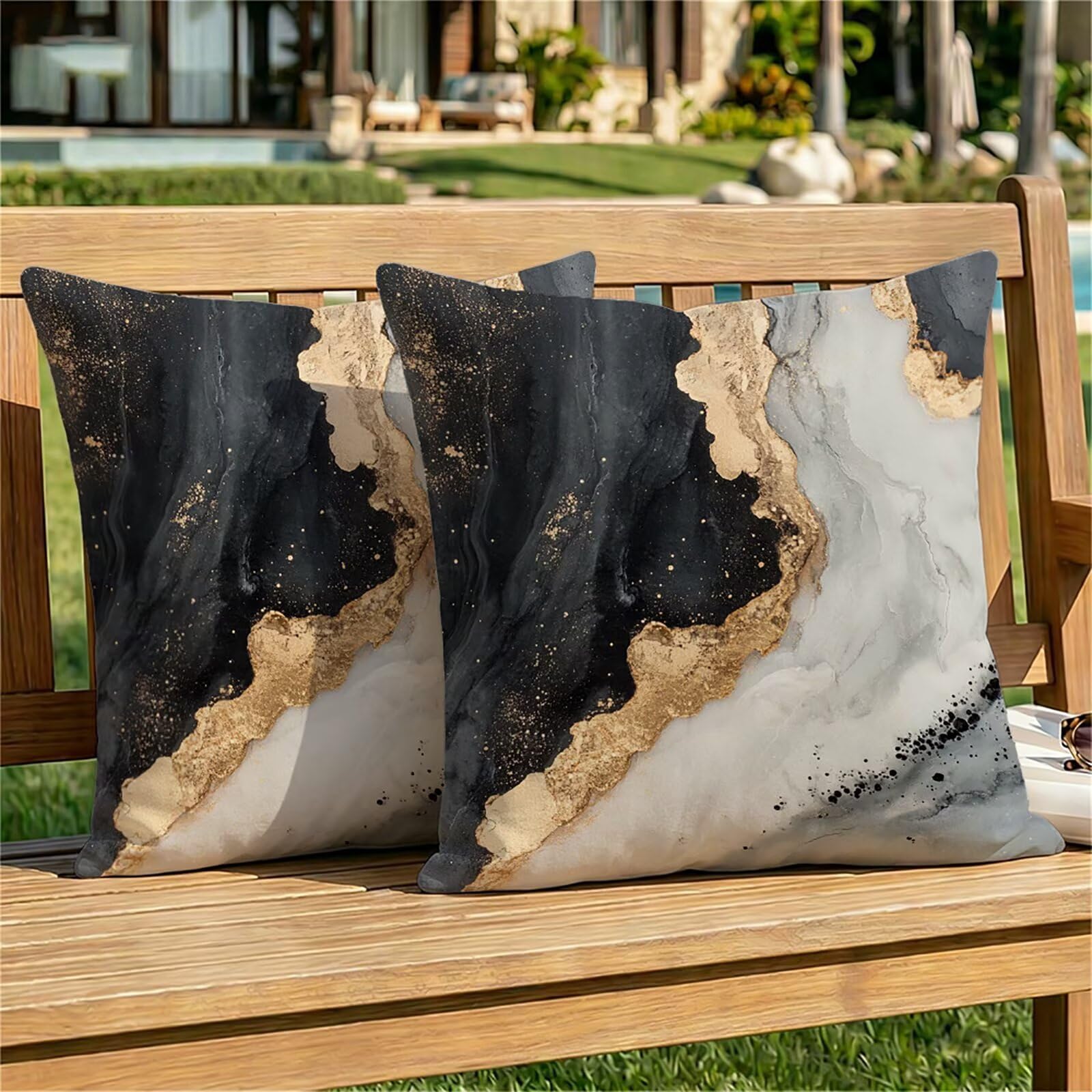 Federe Cuscini Divano 65x65 cm Grigio Cuscino Divano Velluto Decorativo Set da 2, con Cerniera Oro Cuscini da Esterno Impermeabili Federa Cuscino per Divani Camera de Letto Soggiorno Auto dj-671