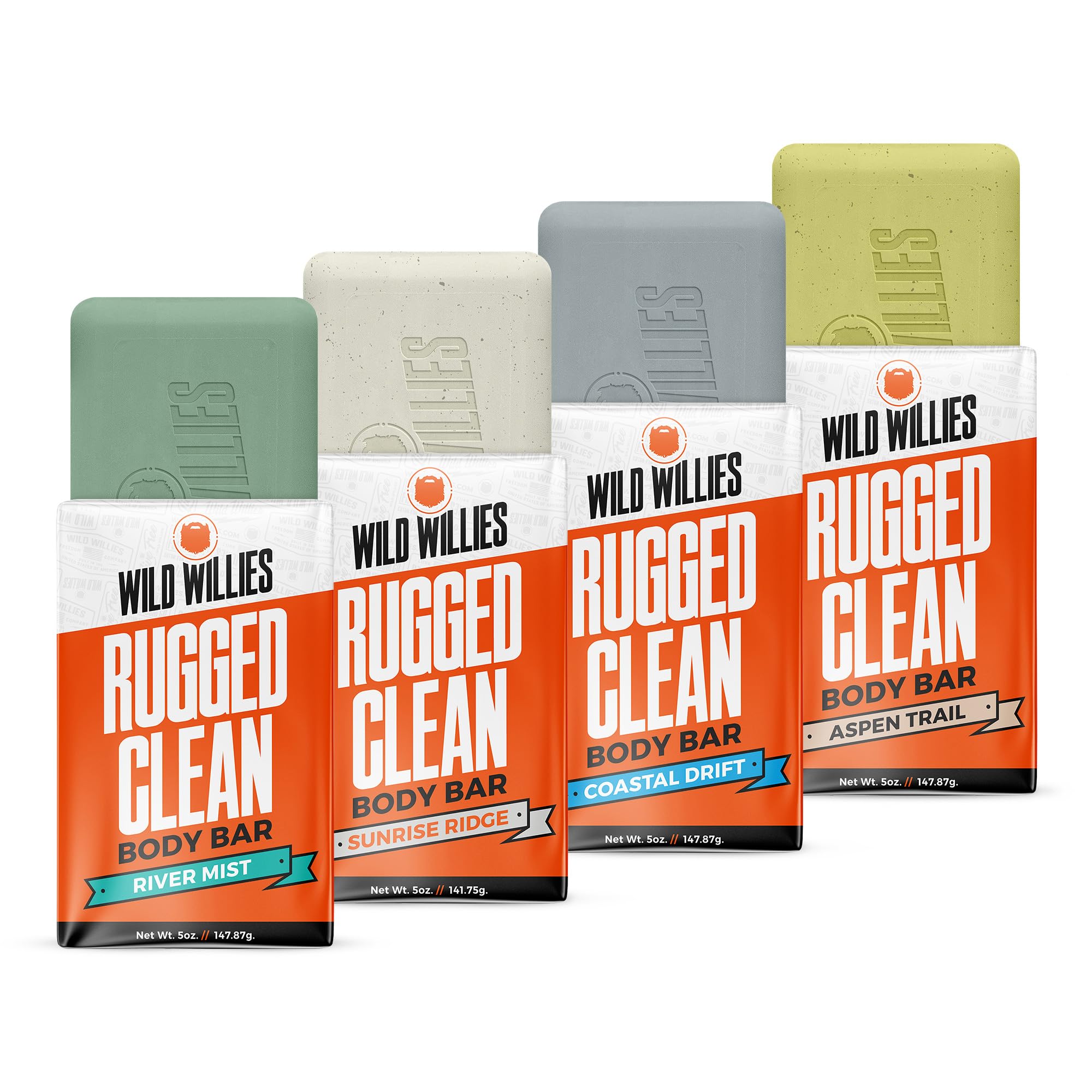 Moisturizing Mens Bar Soap - Bath Soaps with Shea Butter for Odor Protection - Natural Body Bar for Men - Variety Pack, 4 Pack