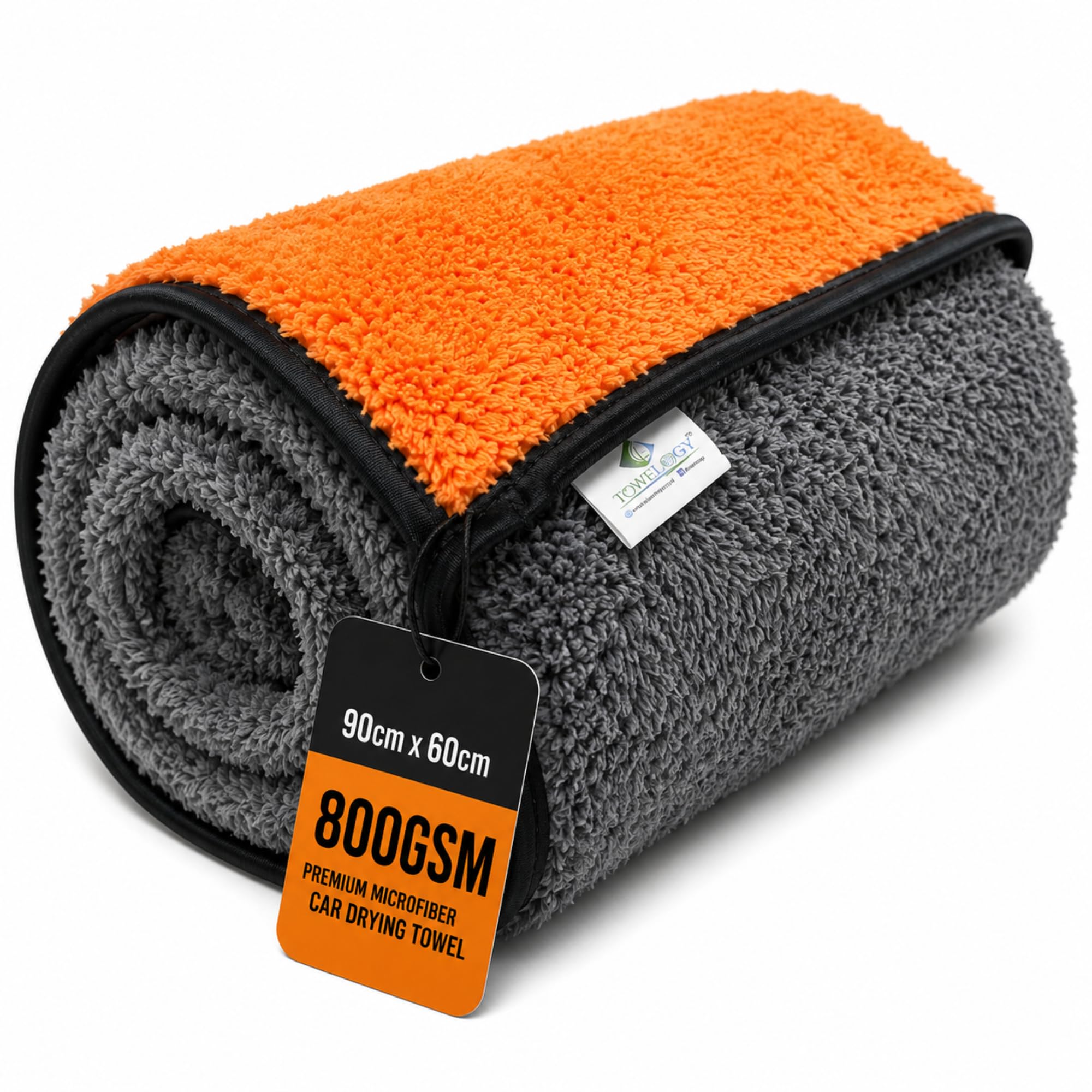 Towelogy Orange Towelogy® Professional Car Drying Towel Xxl Double Sided Ultra Absorbent 60X90cm Streak-Free Microfibre Drying Towel For Detailing (Orange)