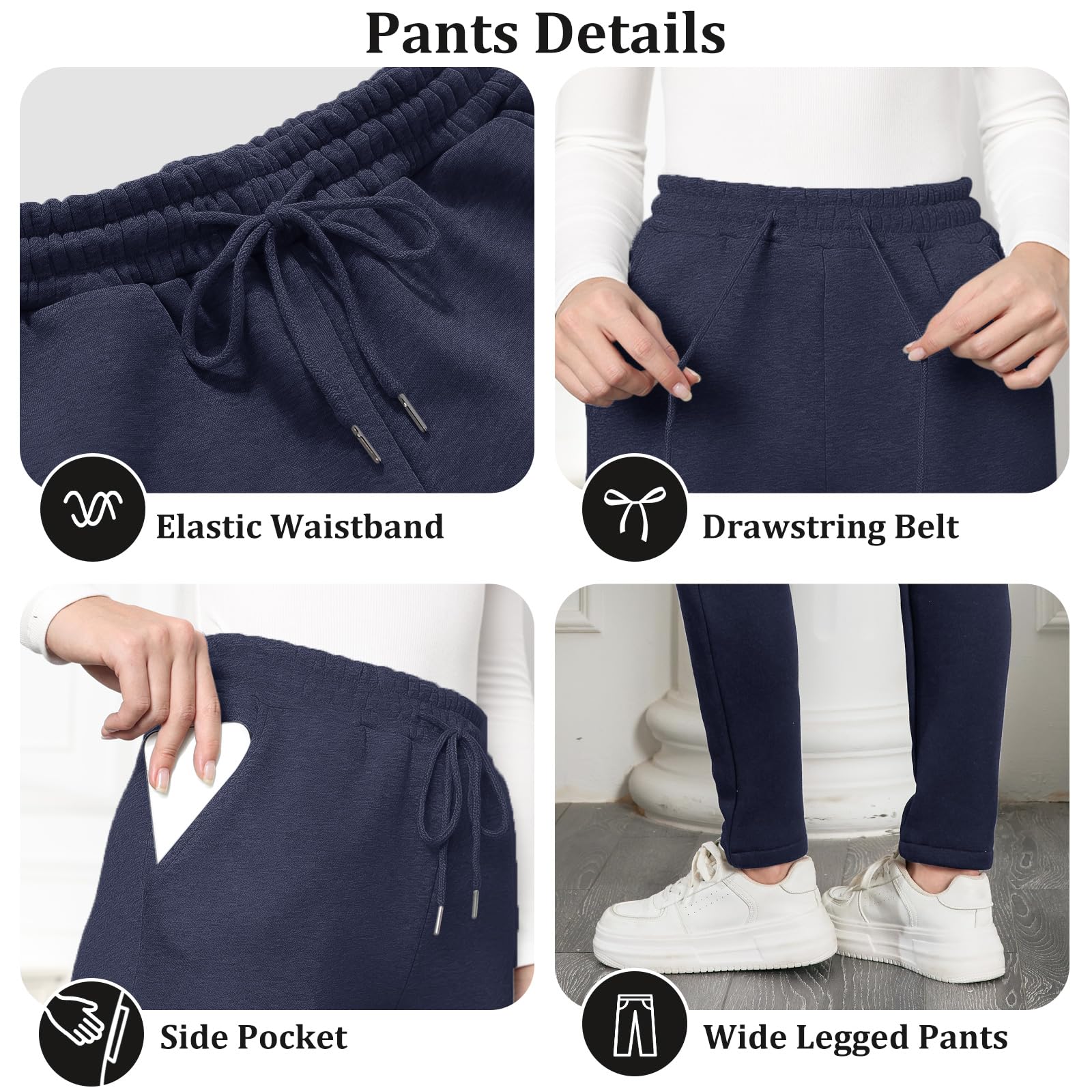 EDOTON Pantaloni da Jogging Donna Caldi Sportivi Pantaloni Termici Ispessiti in Pile Invernale Foderati con Tasche Pantaloni da Allenamento con Coulisse S-XL