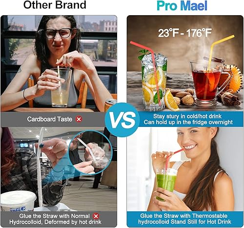 Miniatura 4 de Paquete de 200 pajitas de papel biodegradables, flexibles, color blanco a granel para jugos, batidos, batidos  Pajitas desechables y ecológicas para