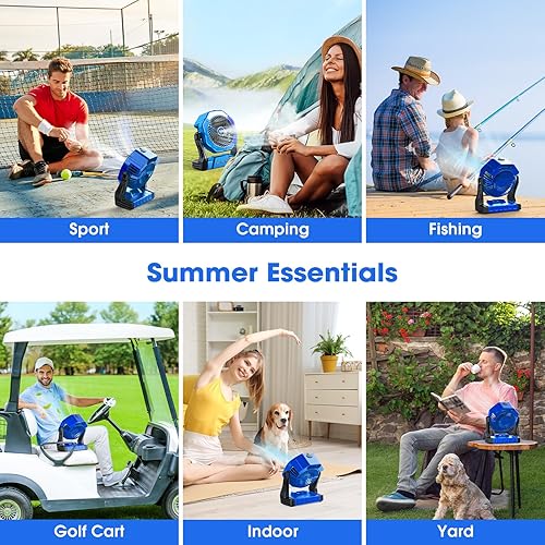 Miniatura 7 de Ausic Ventiladores portátiles de niebla para campamento, [máximo 35 horas de funcionamiento] Ventilador de refrigeración al aire libre para patios