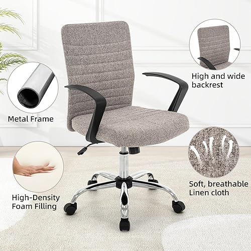 Miniatura 5 de 422 Silla de oficina acanalada con respaldo alto, ergonómicamente diseñada con reposabrazos, sillas giratorias ejecutivas para computadora con