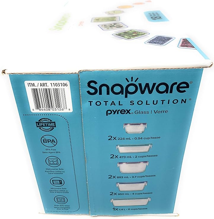 Snapware 18-piece Pyrex Glass Food Storage Set (Purple & Blue)
