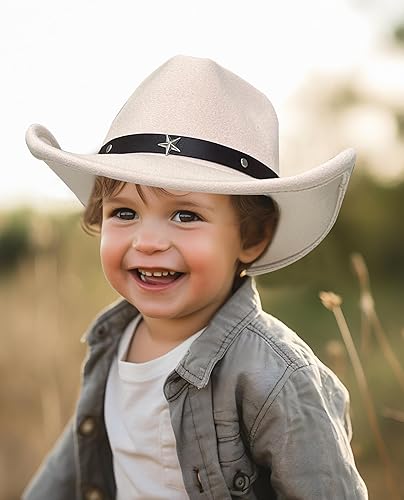 Miniatura 5 de Jastore Sombrero vaquero occidental para niños y niñas con cinturón de hebilla de fieltro