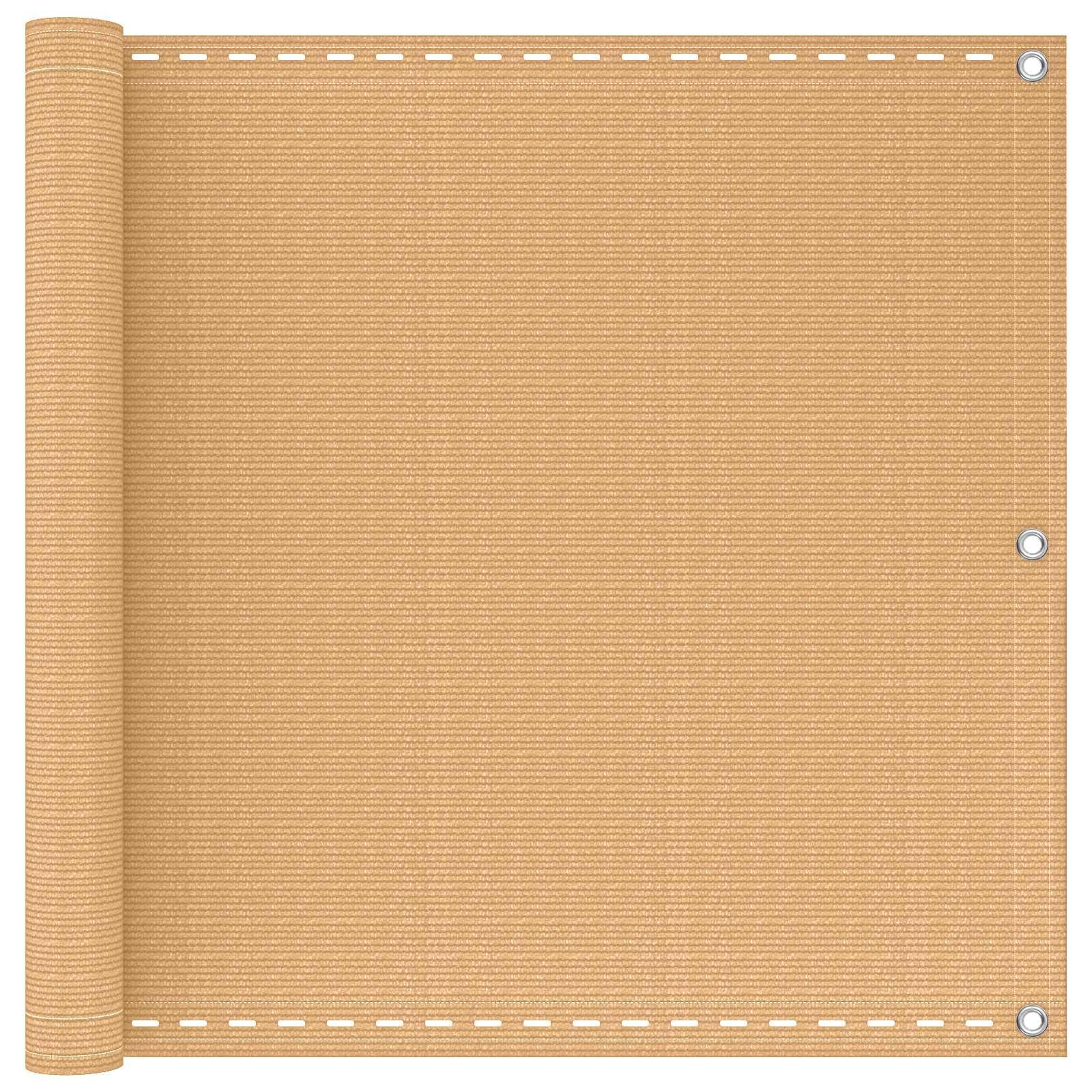 vidaXL Balcony Privacy Screen Sand 120 x 700 cm HDPE and Aluminium, Garden Privacy Fence, Modern Outdoor Shielding, UV-Resistant Privacy Wall, Easy to Assemble