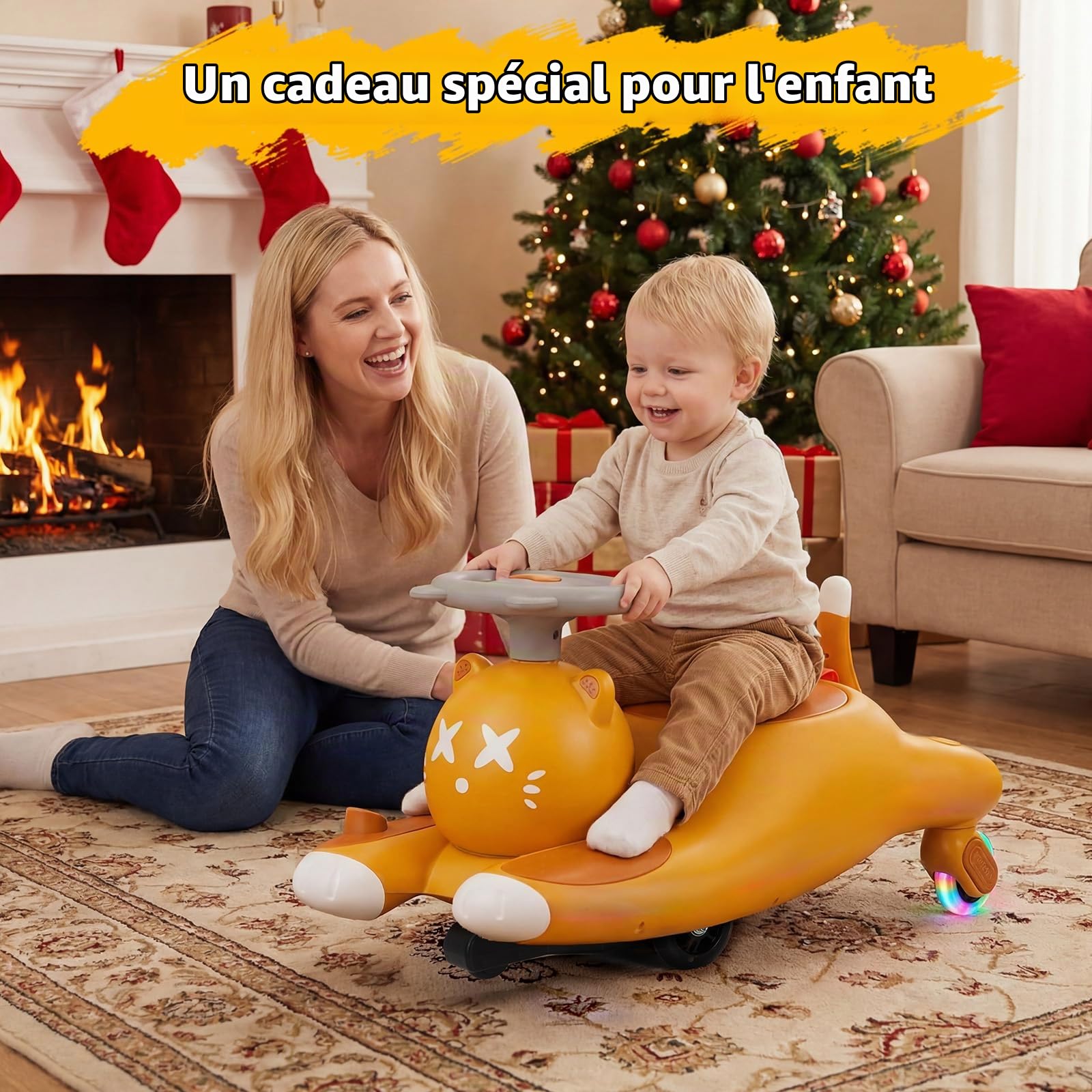 Voiture Électrique Enfants, 2 en 1 Voiture électrique Enfant, Anti-Bascule,12V Batterie, 2 Vitesses, Bluetooth, Roues Clignotantes, Chargeur USB, Ergonomique, Cadeau Enfants à Partir De 3 Ans, 68 kg.