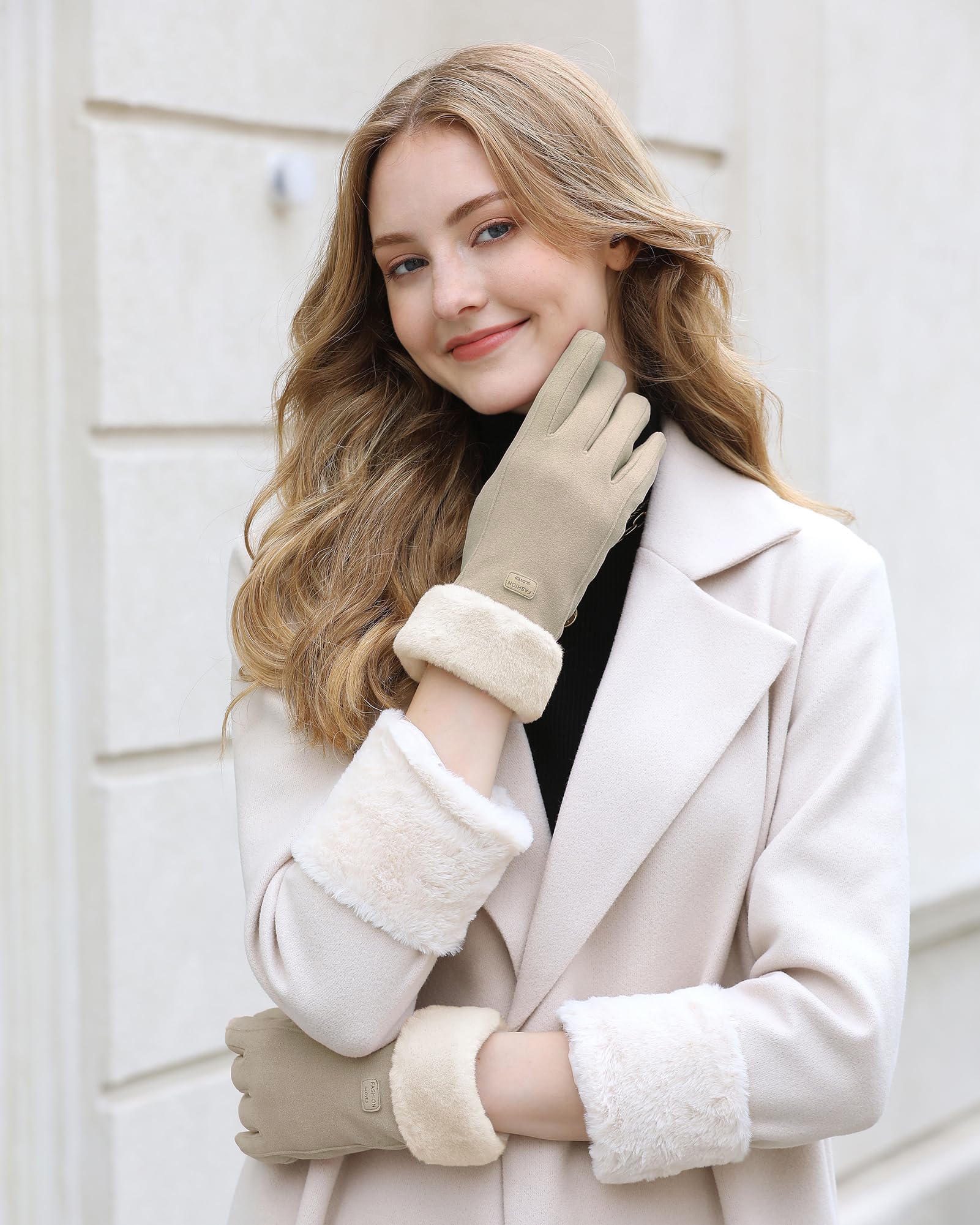 ZASFOU Damen Winter Warm Touchscreen Handschuhe mit Fleece Gefütterte Strick winterhandschuhe für Kaltes Wetter