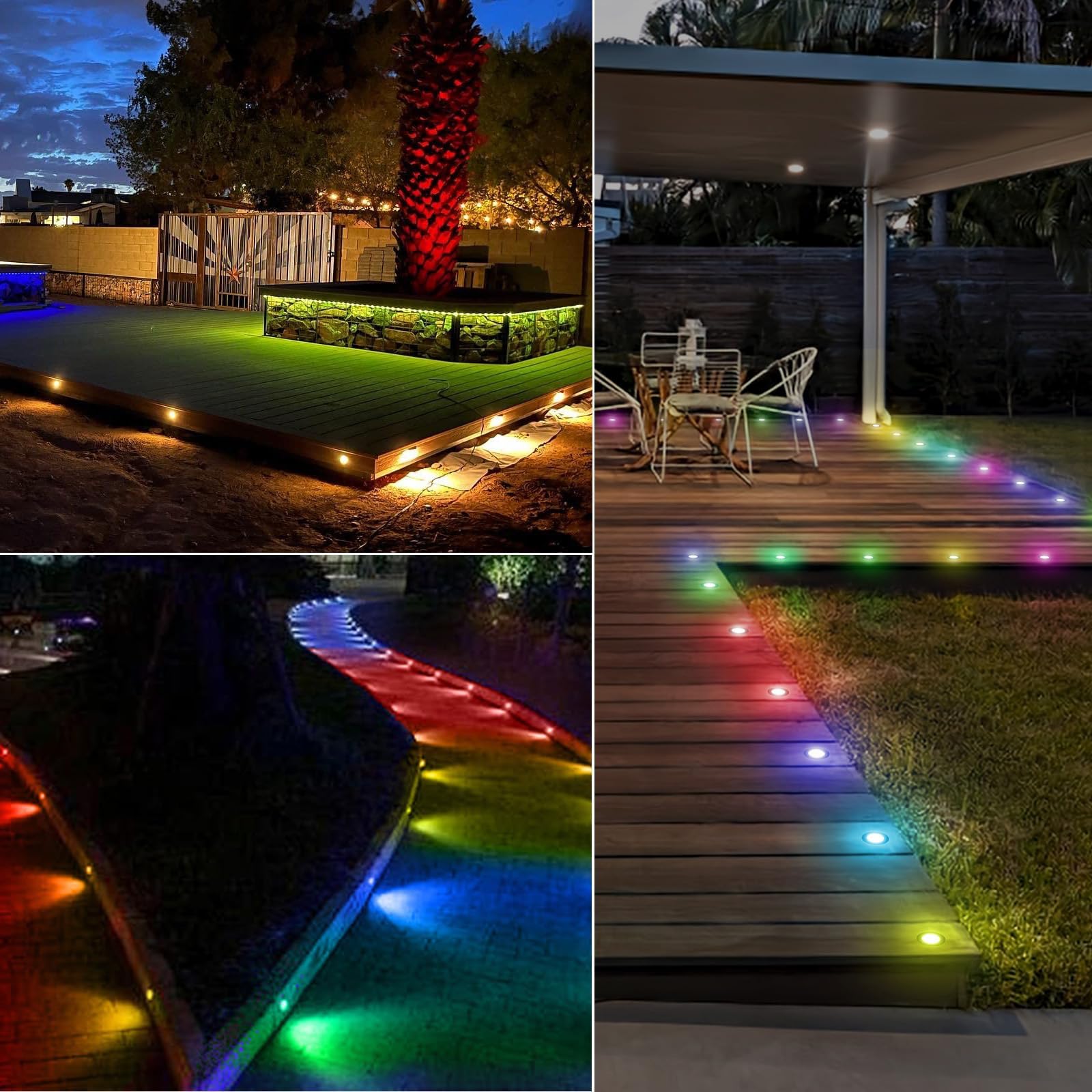 WIFI RGBW+IC Terrassen Bodeneinbaustrahler Aussen Led, Ø31mm 12V Terrassen Einbaustrahler Led Mini Spots Terrassenbeleuchtung, IP67 Wasserdicht, APP Steuerbar, Kompatibel mit Alexa Google Home (20er) | 12V Terrassen Einbaustrahler Led Mini Spots Terrassen
