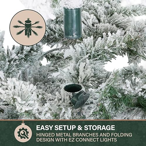 Miniatura 9 de Fraser Hill Farm - Árbol artificial de Navidad nevado Mountain Pine de 9 pies, con luces LED de color multicolor y blanco cálido y soporte,