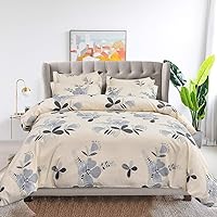 Vista 1 de Funda de edredón tamaño Queen 5 piezas ultra suave lavado floral funda de edredón con cierre de cremallera