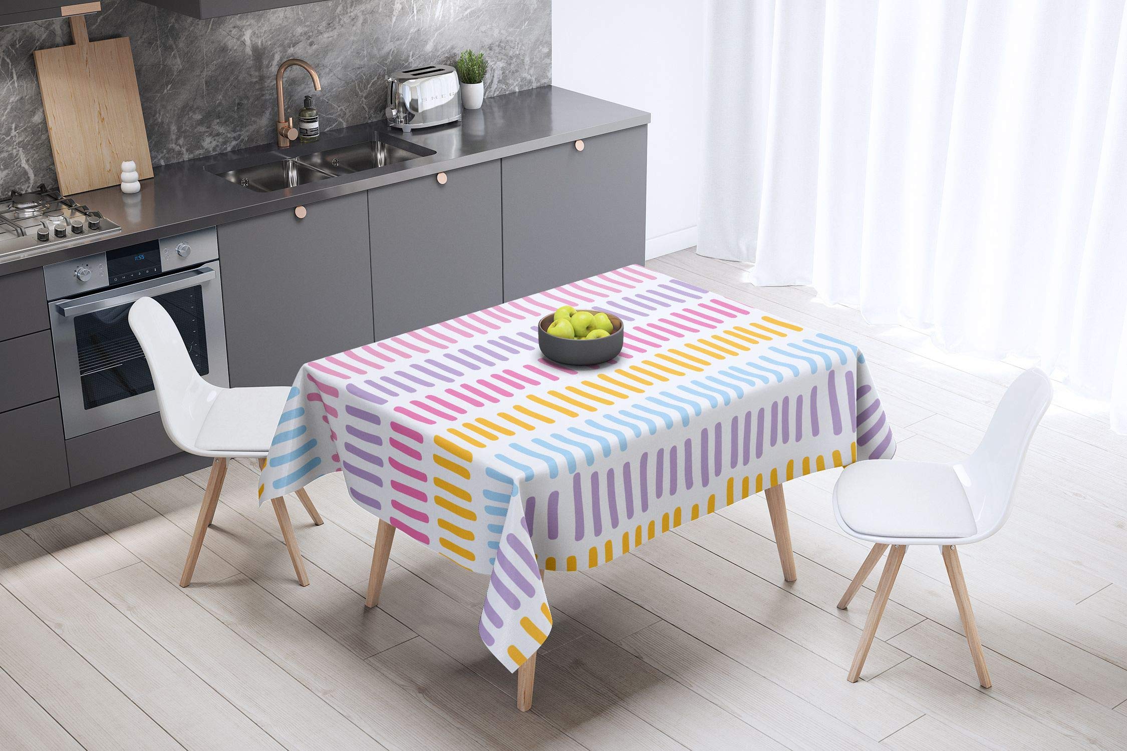 Bonamaison Kitchen Decoration, Tablecloth, Random Pattern, 140 x 140 Cm - Designed and Manufactured in Turkey