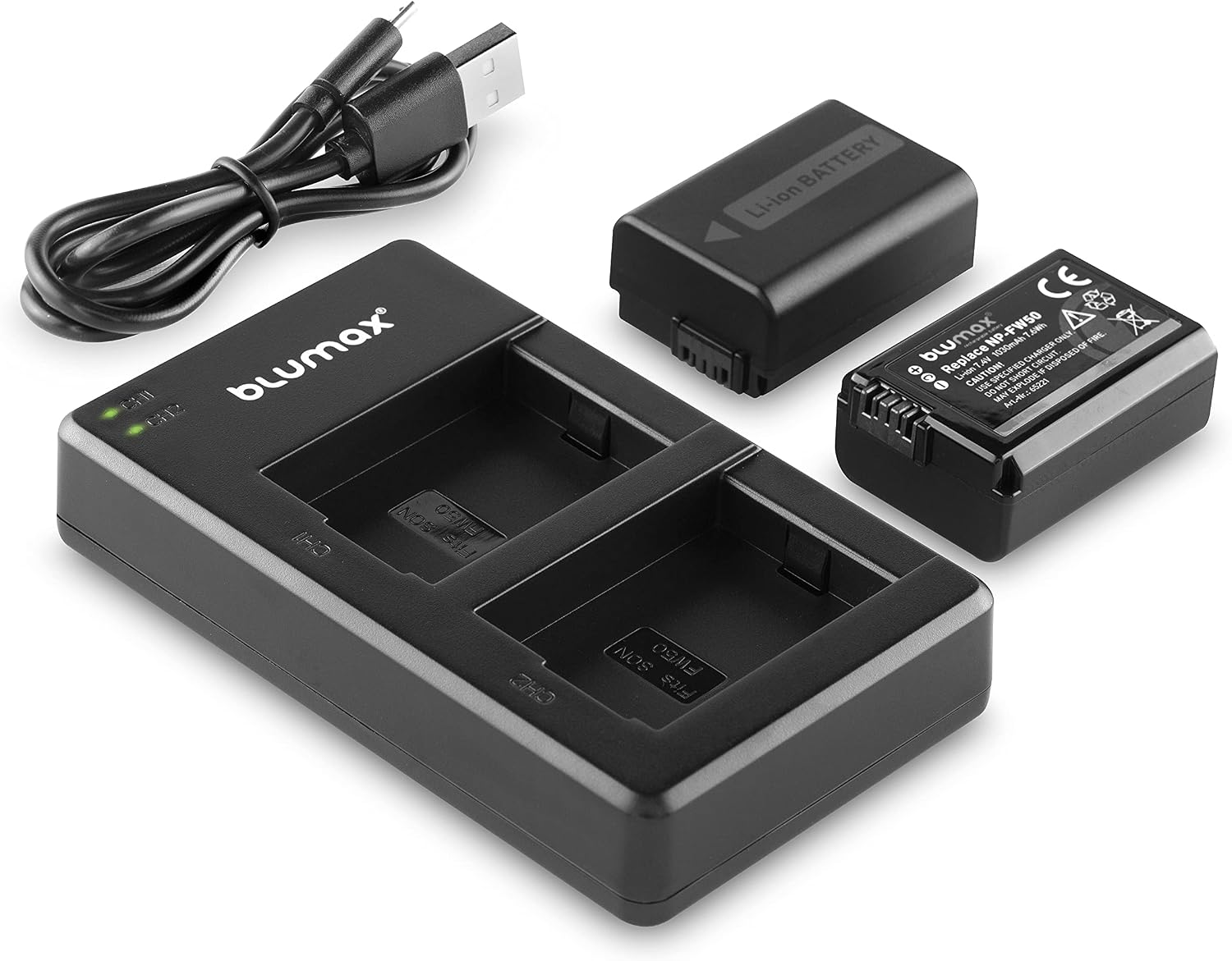 Blumax 65221+65290 Dual Sets Battery Packs, Red, 2x Akku - 1030mAh + Slim Dual-Ladegerät - Image 3