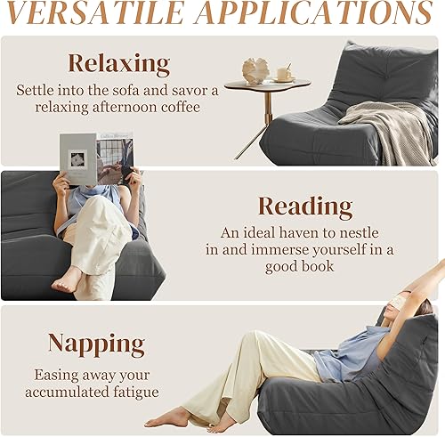 Miniatura 6 de Puf, sofá Fireside para adultos, puf para adolescentes, con espuma de alta resistencia, espuma viscoelástica y base antideslizante para sala de