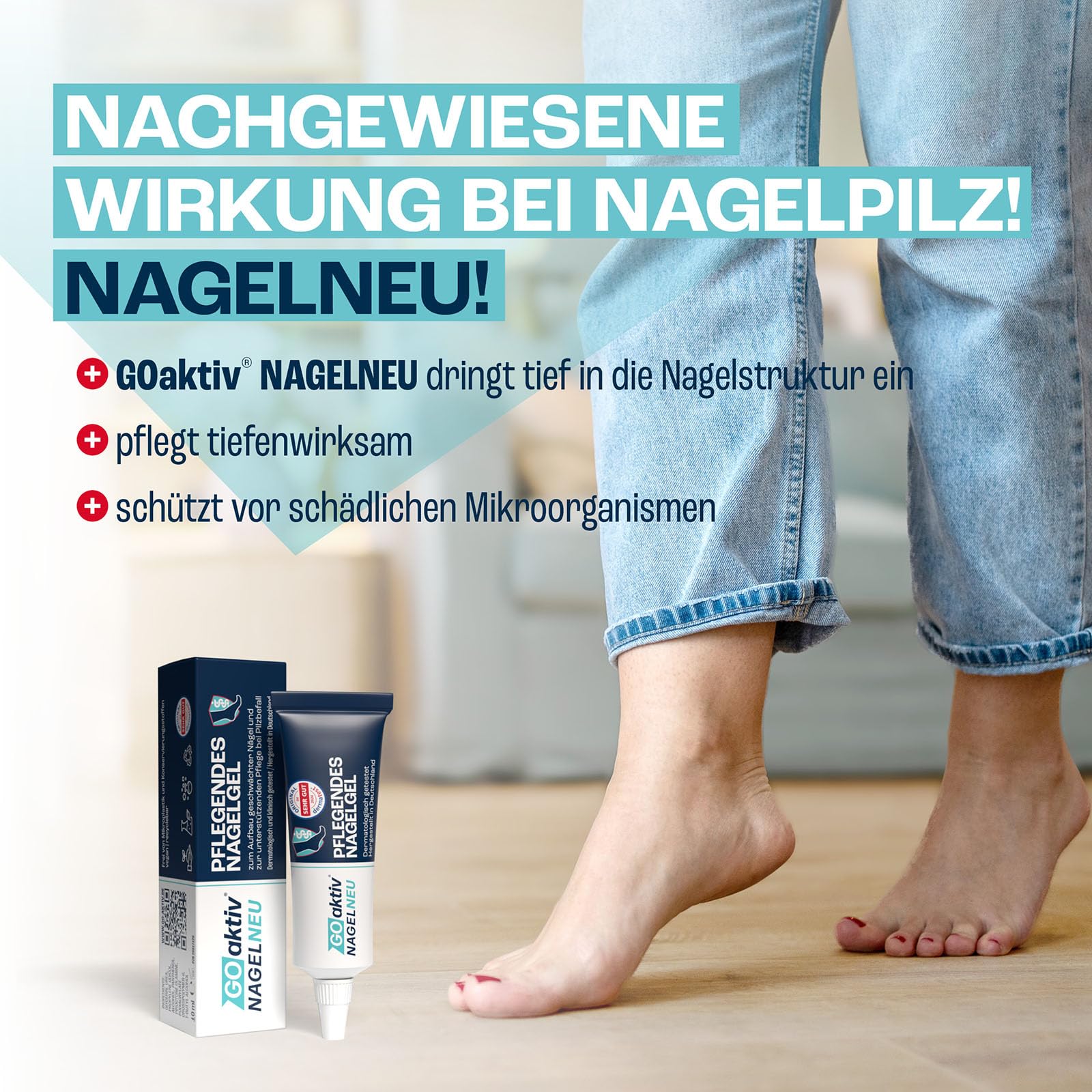 GOaktiv® NAGELNEU | Pflegendes Nagelgel | Zum Aufbau geschwächter Nägel und zur unterstützenden Pflege bei Pilzbefall | 5 x 10 ml
