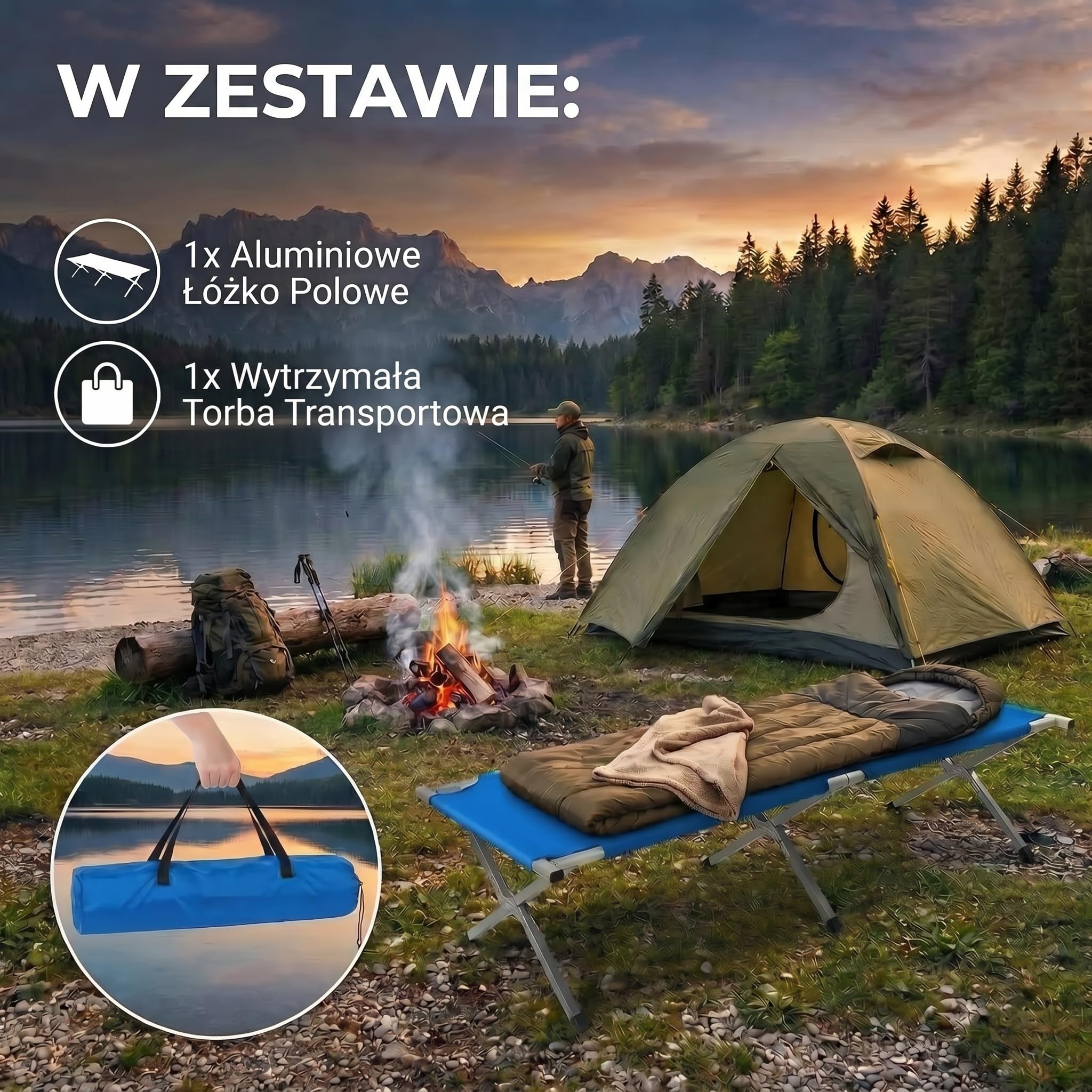 Składana Armia Aluminiowe Łóżko Obozowe - Składane Łóżko Kempingowe & Łóżko Gościnne