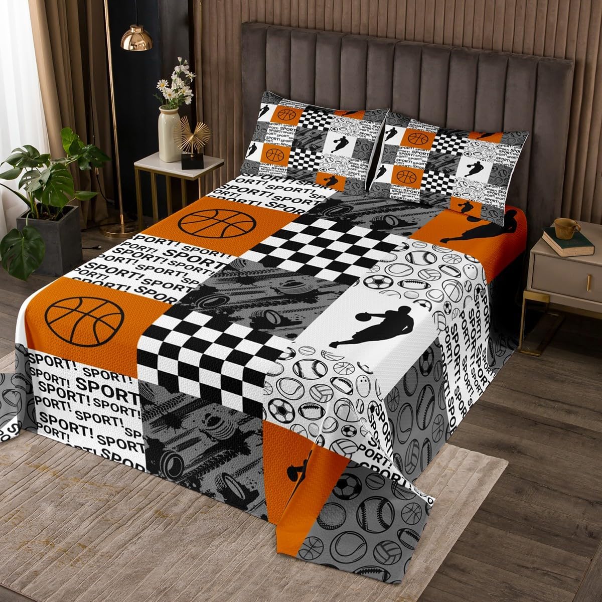 Castle Fairy Airplane Bedding Set Twin Size,Geometric Plaid Patchwork Bedspread 2Pcs,Military Theme Comforter Set for Kids Boys Girls Teens Room Decor,Black White Blue Quilt Coverlet,1 Pillowcase